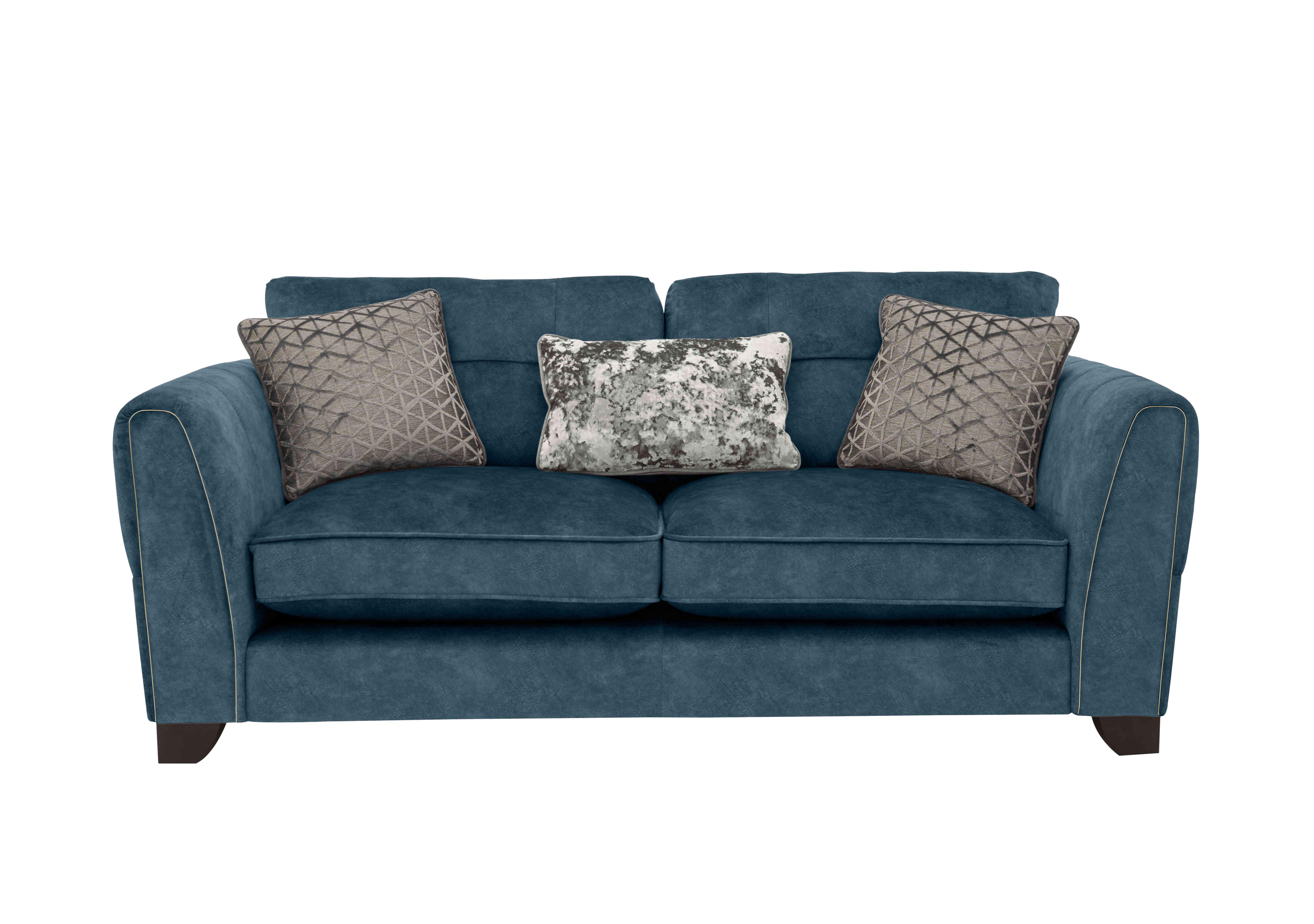 Ariana 3 Seater Fabric Classic Back Sofa in Dapple Ocean Brass Insert on Furniture Village