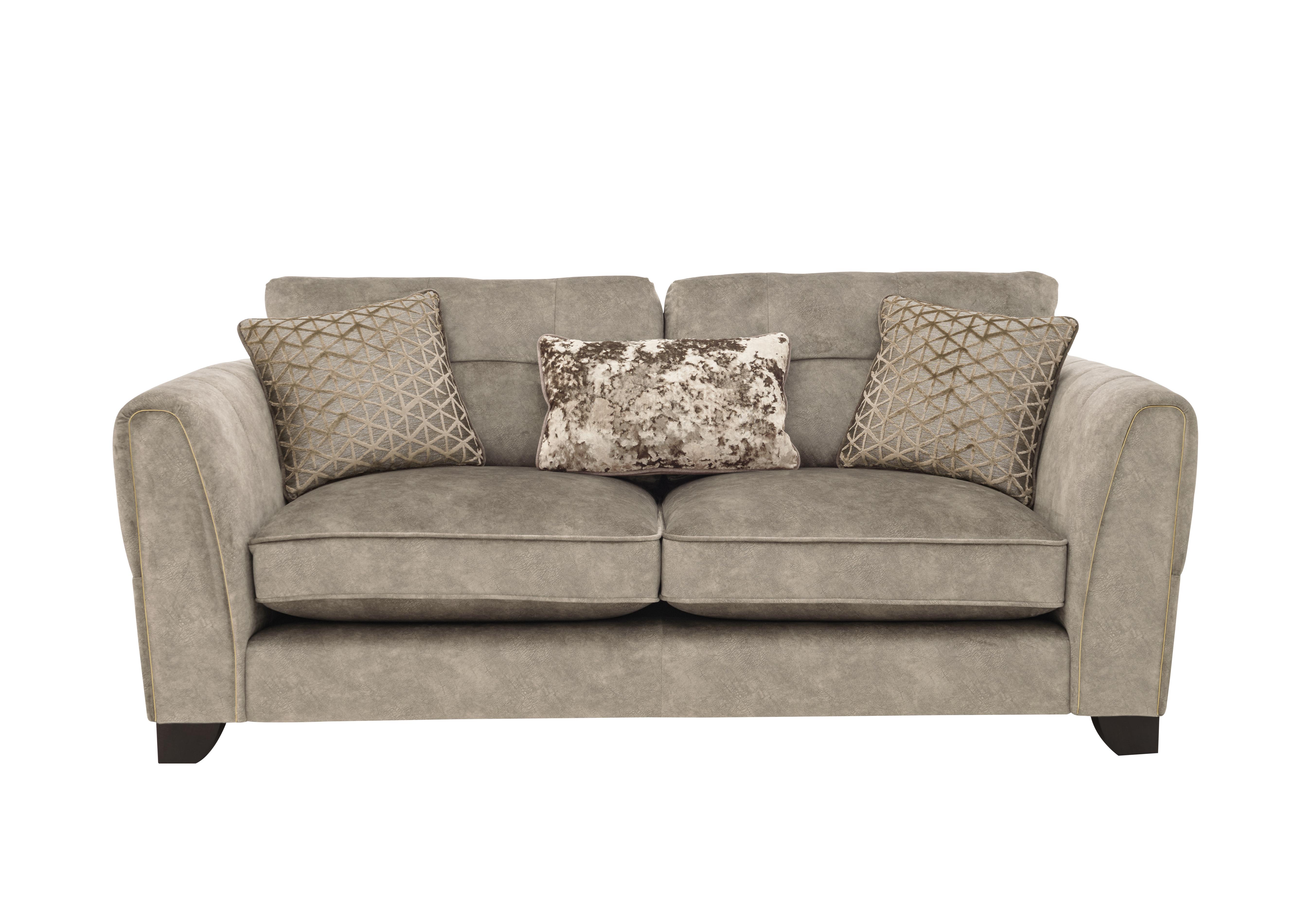 Ariana 3 Seater Fabric Classic Back Sofa in Dapple Oyster Brass Insert on Furniture Village