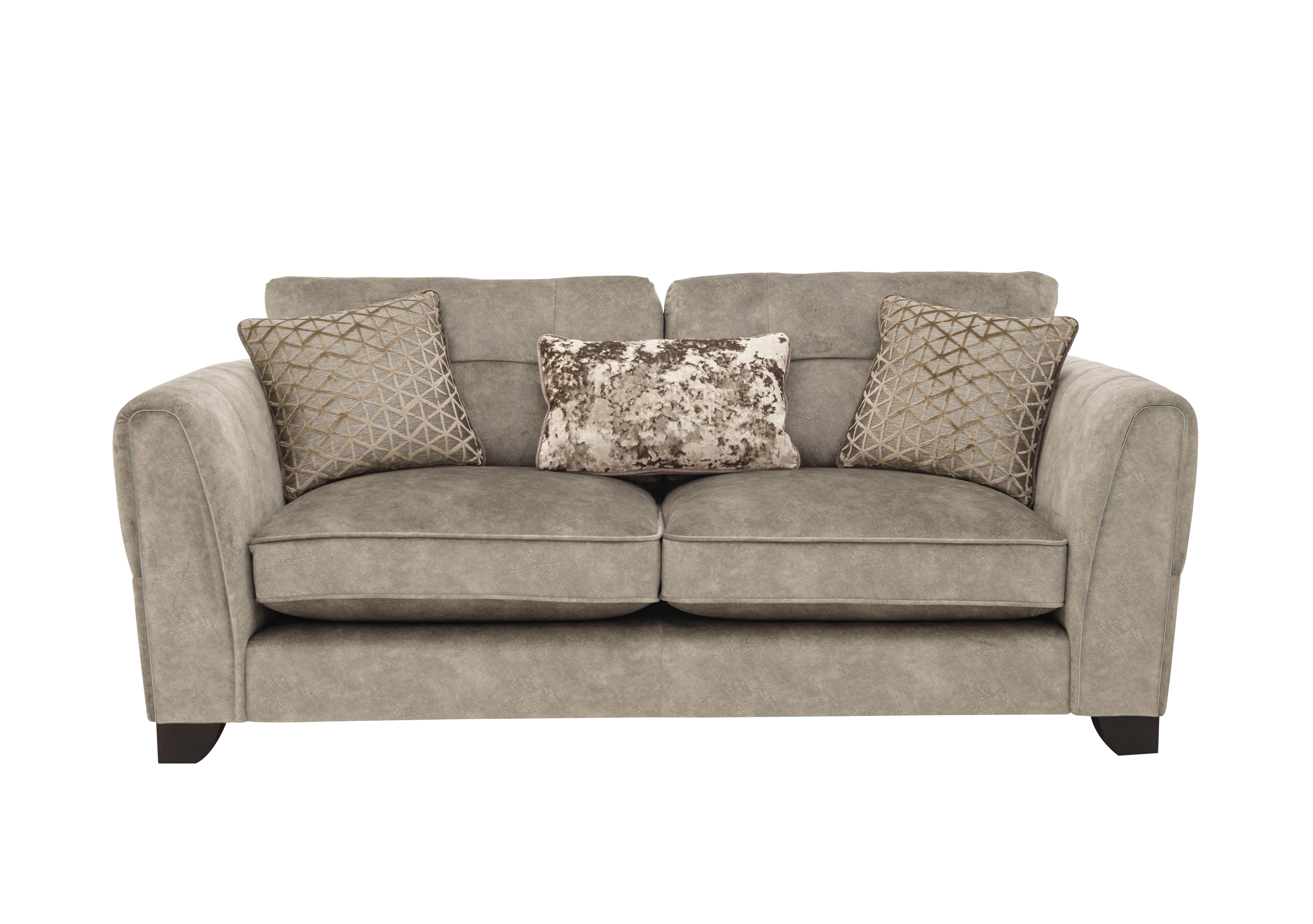 Ariana 3 Seater Fabric Classic Back Sofa in Dapple Oyster Chrome Insert on Furniture Village