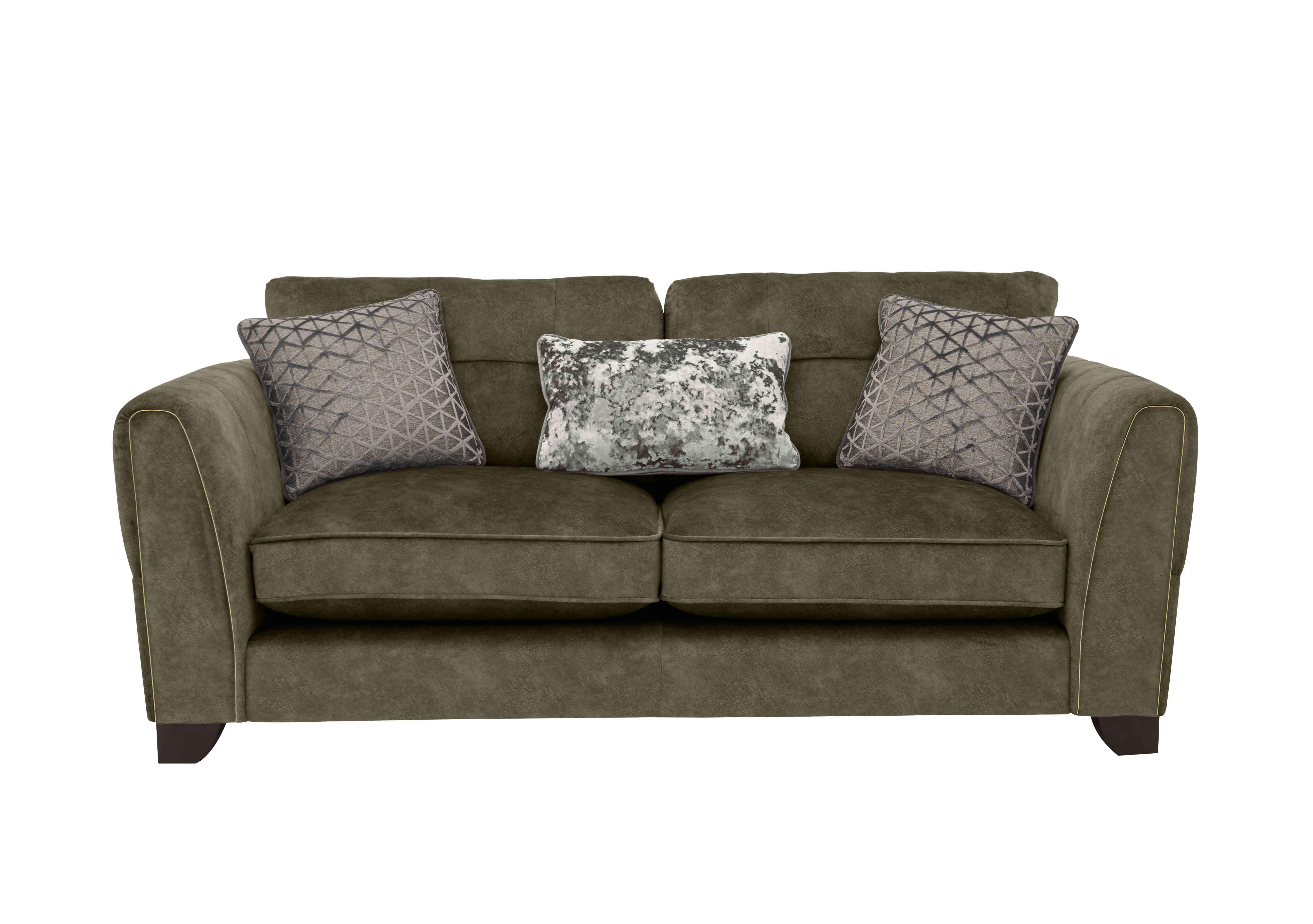 Ariana 3 Seater Fabric Classic Back Sofa in Dapple Sage Brass Insert on Furniture Village