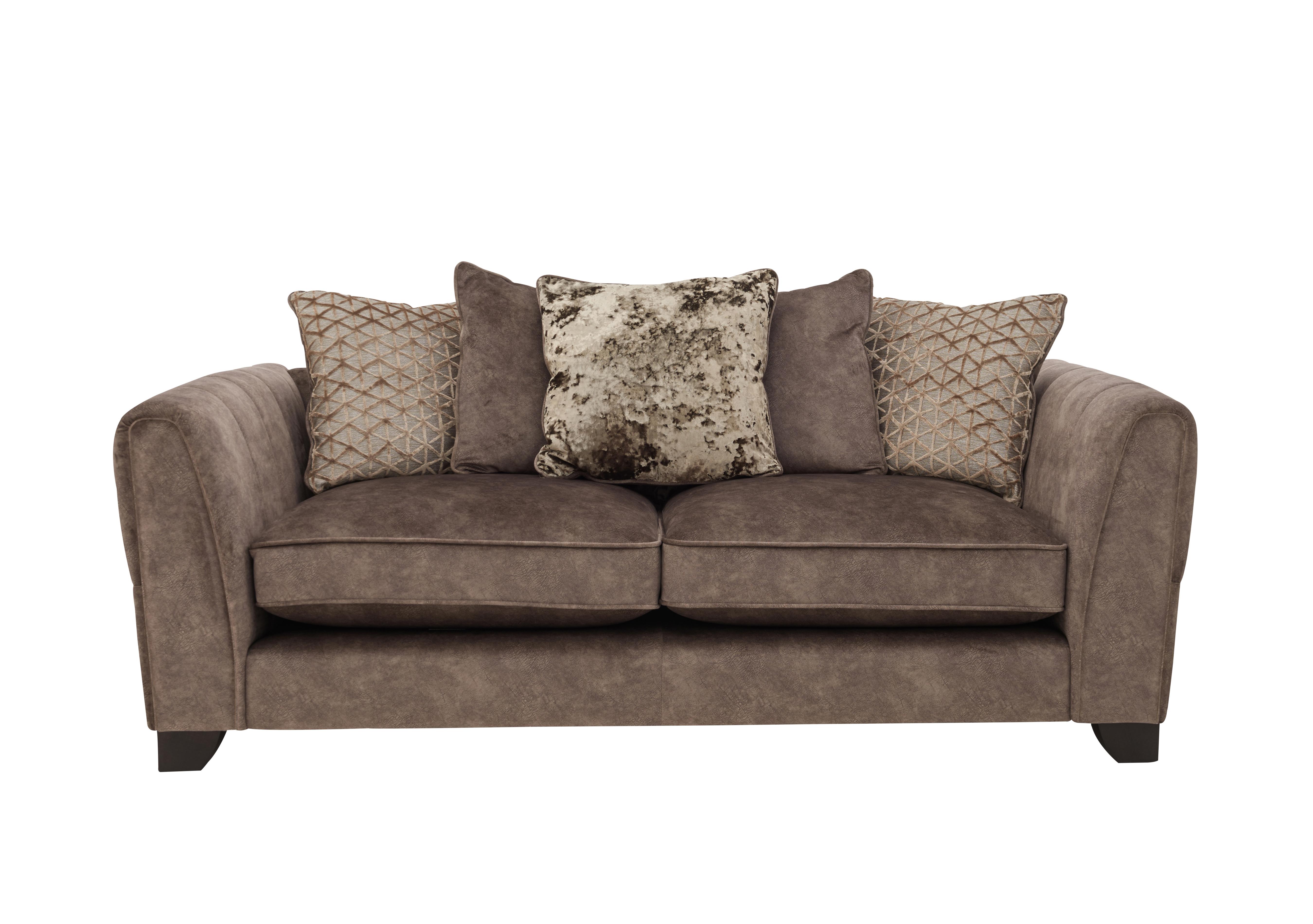 Ariana 3 Seater Fabric Pillow Back Sofa in Dapple Chocolate No Insert on Furniture Village