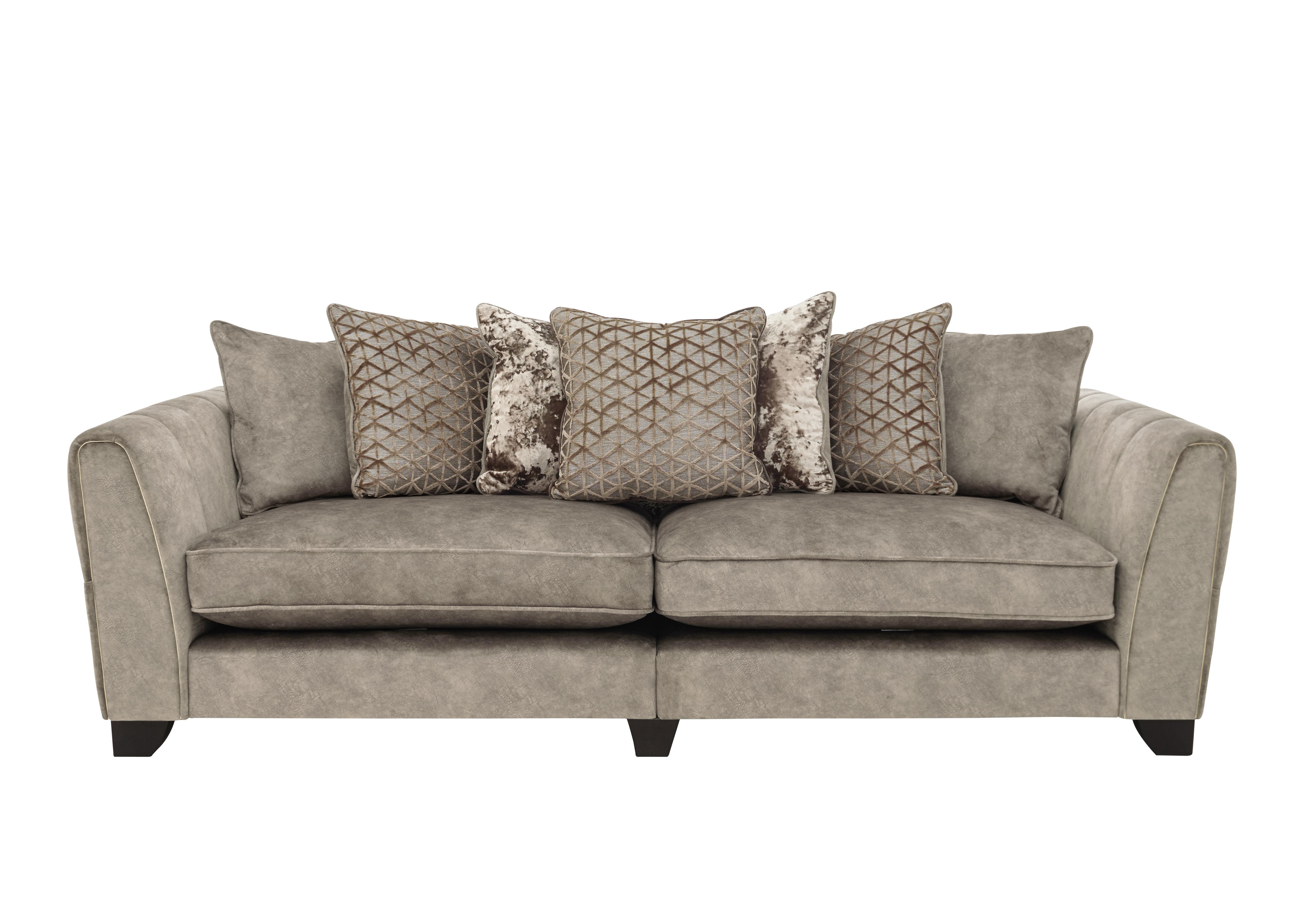 Ariana 4 Seater Fabric Pillow Back Split Frame Sofa in Dapple Oyster Brass Insert on Furniture Village