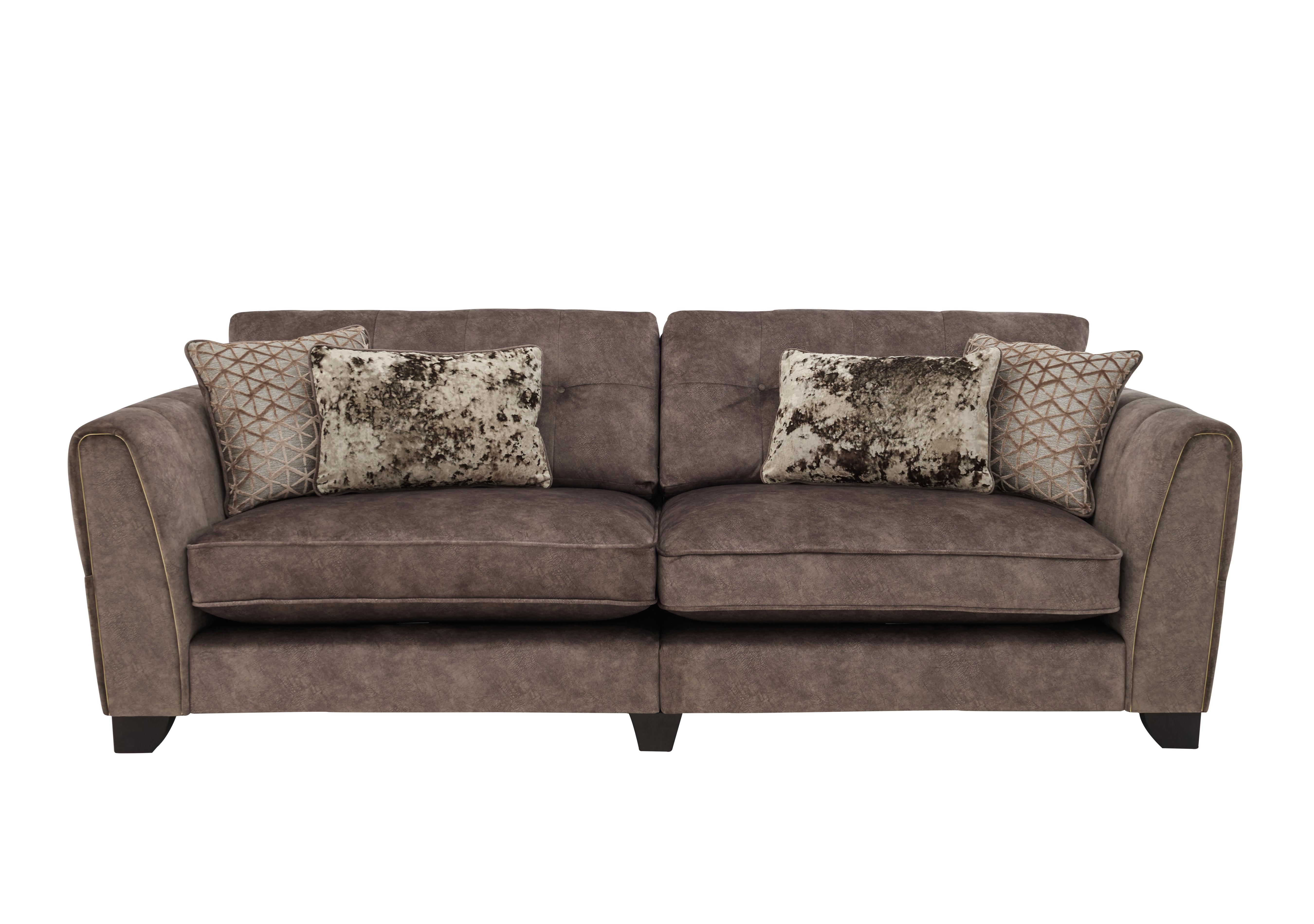 Ariana 4 Seater Fabric Classic Back Split Frame Sofa in Dapple Chocolate Brass Insert on Furniture Village