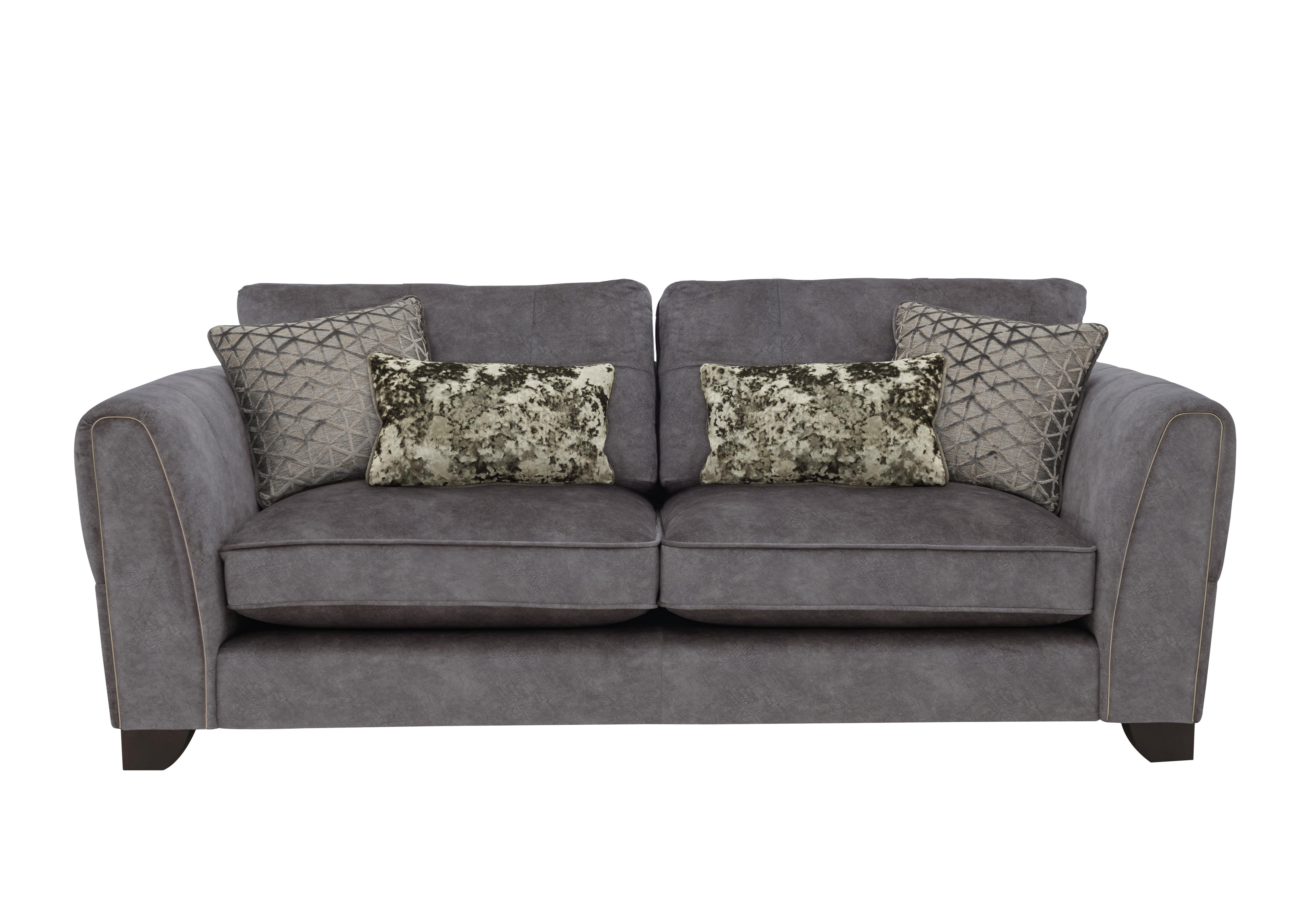 Ariana 4 Seater Fabric Classic Back Split Frame Sofa in Dapple Moleskin Brass Insert on Furniture Village
