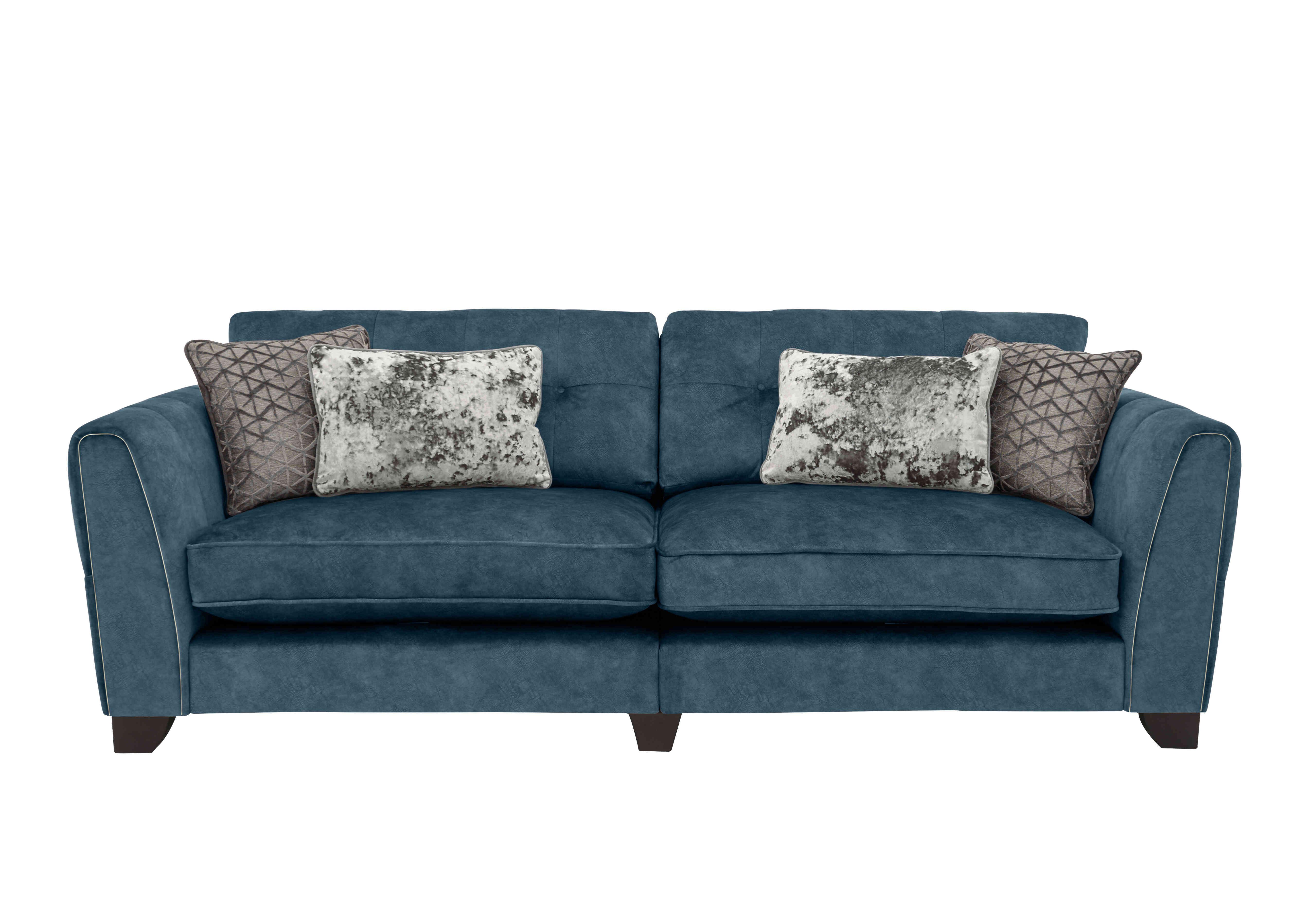 Ariana 4 Seater Fabric Classic Back Split Frame Sofa in Dapple Ocean Brass Insert on Furniture Village