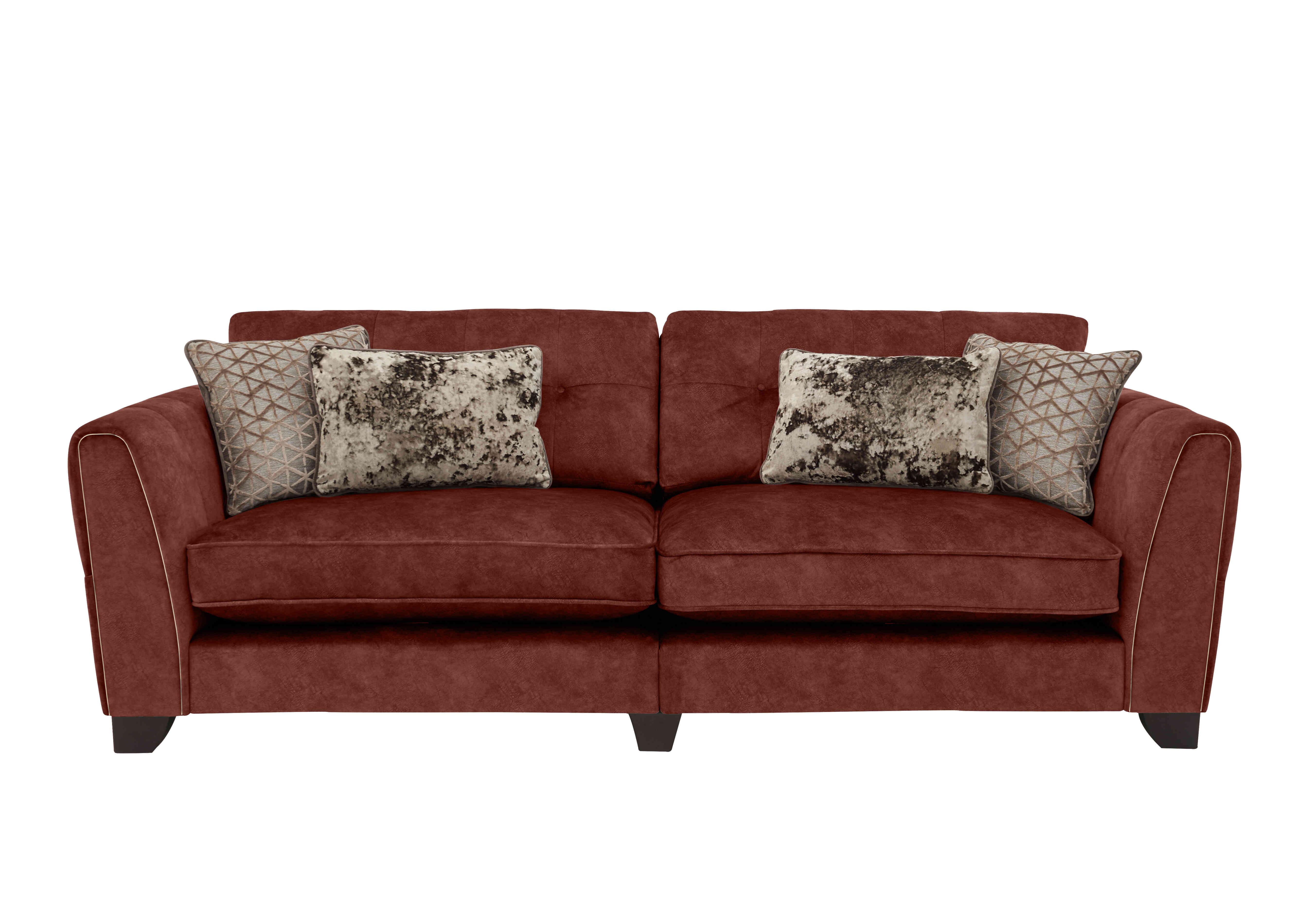 Ariana 4 Seater Fabric Classic Back Split Frame Sofa in Dapple Oxblood Brass Insert on Furniture Village