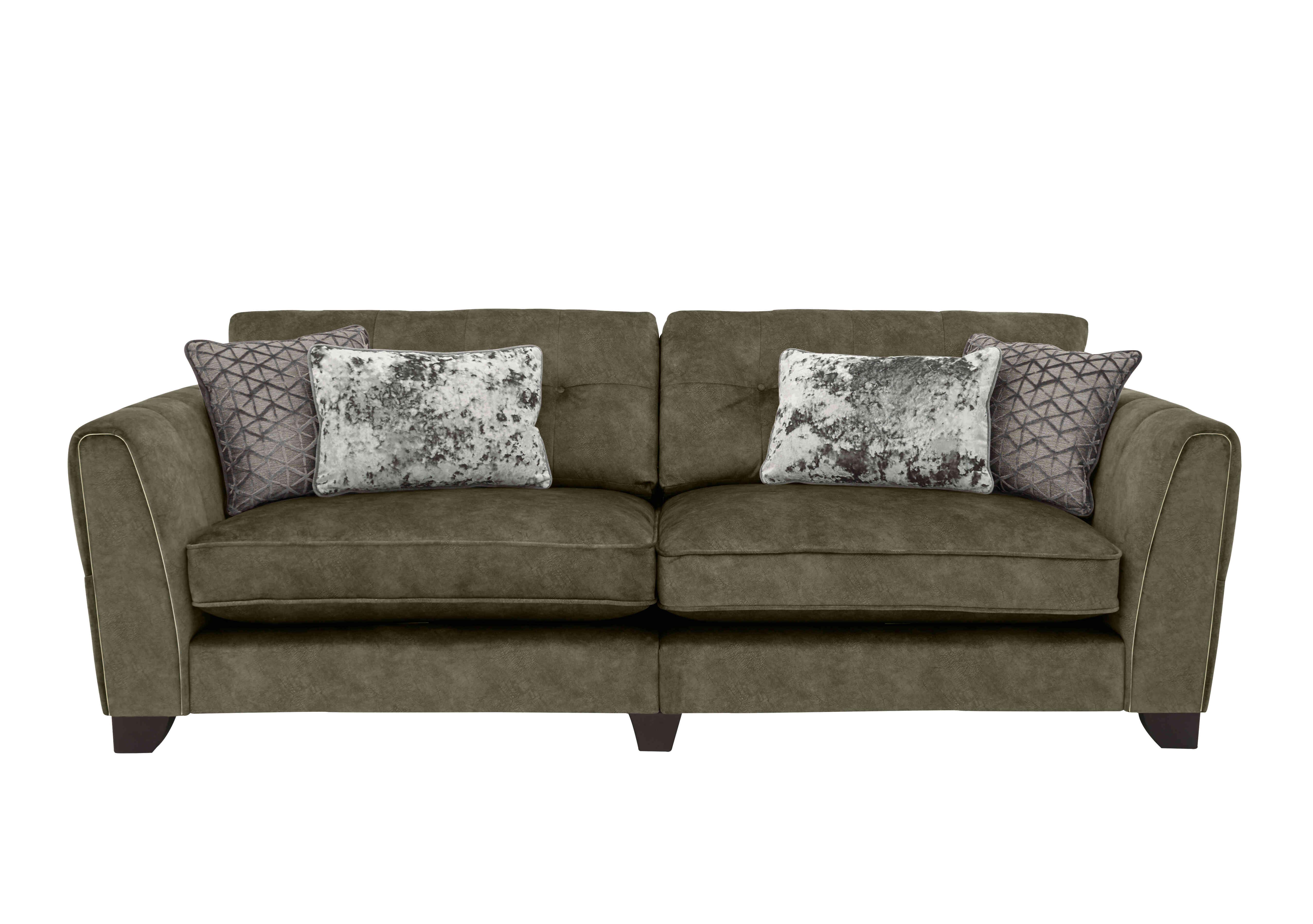 Ariana 4 Seater Fabric Classic Back Split Frame Sofa in Dapple Sage Brass Insert on Furniture Village