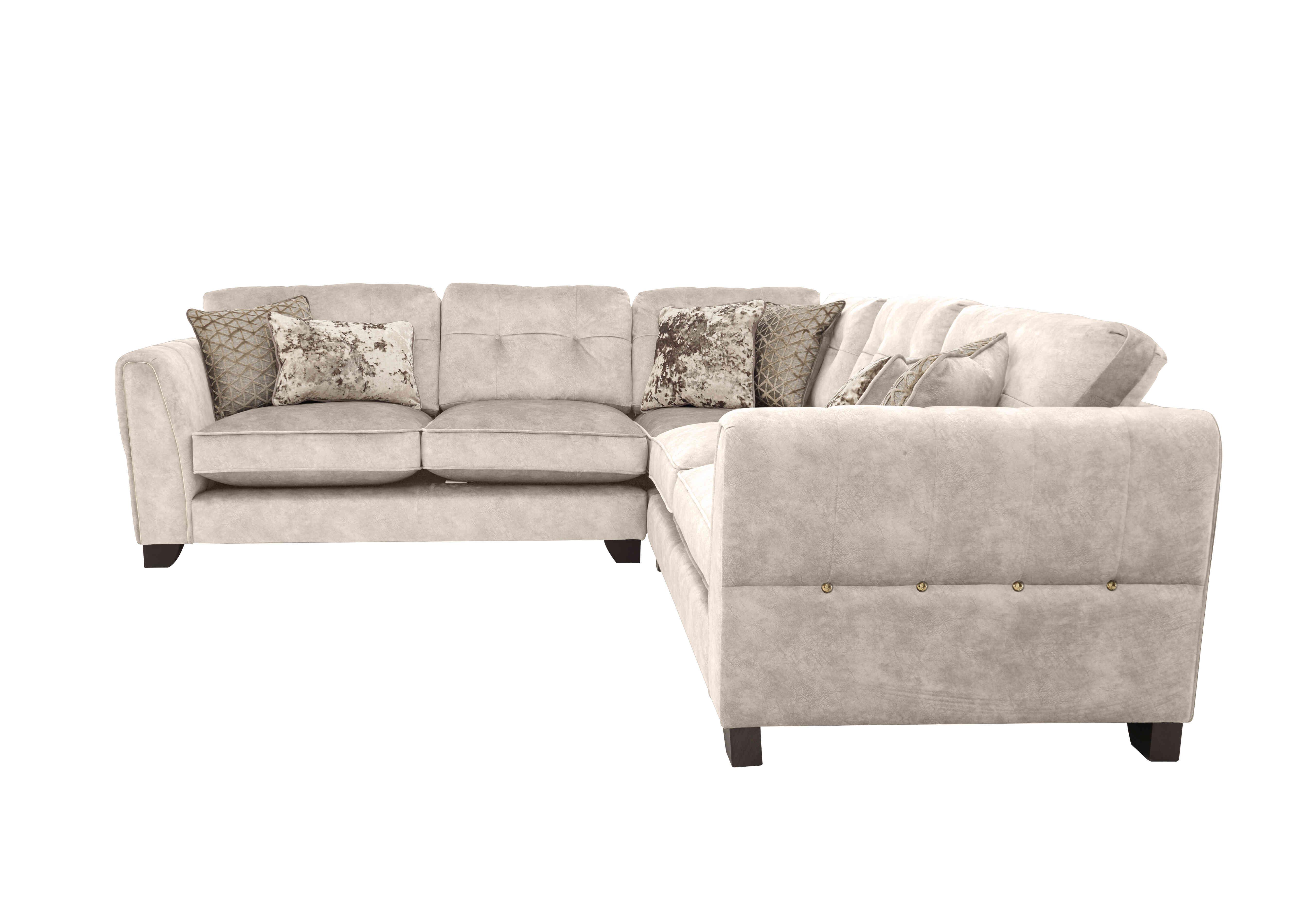 Ariana Large Fabric Classic Back Corner Sofa in Dapple Cream Brass Insert on Furniture Village