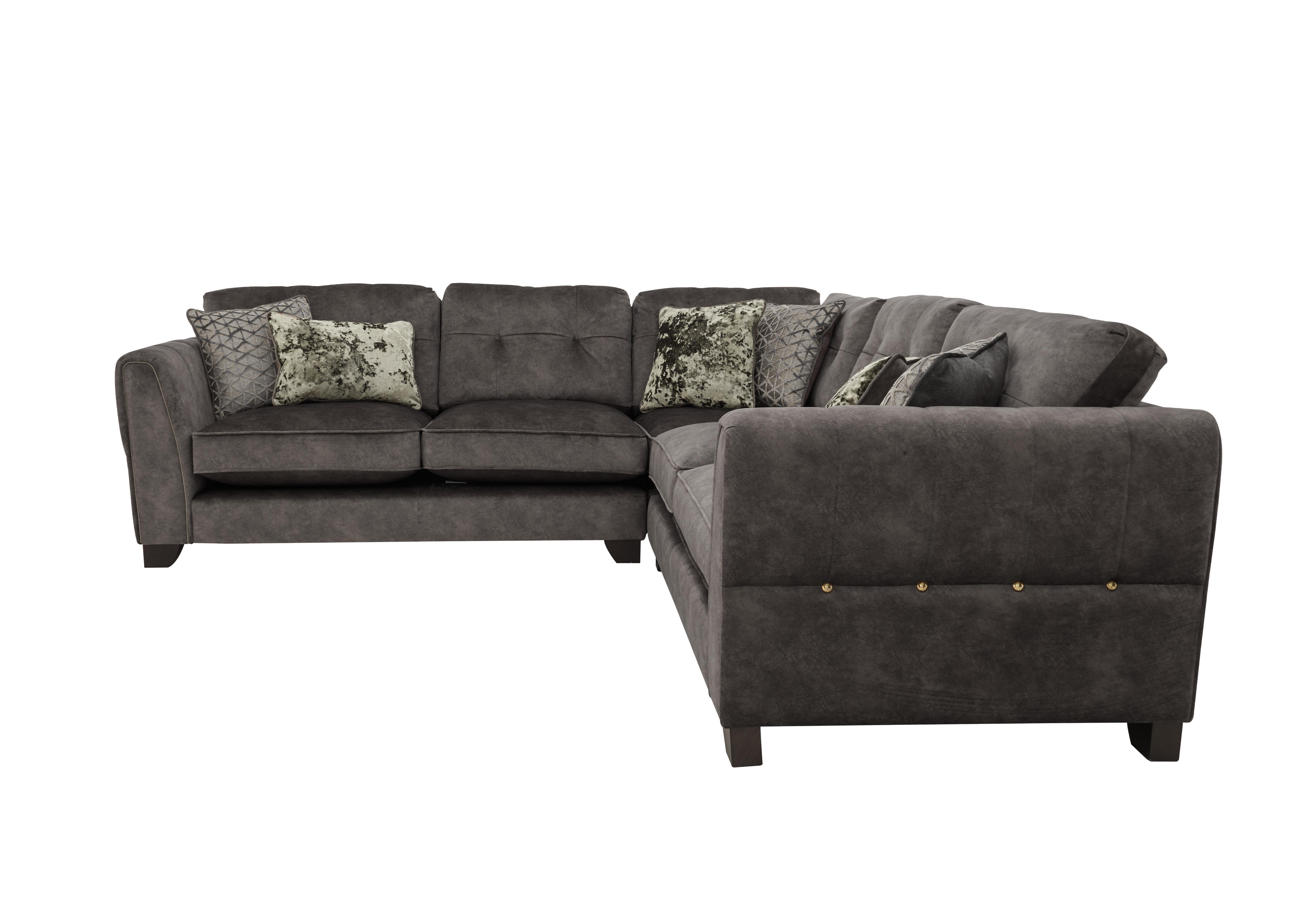 Ariana Large Fabric Classic Back Corner Sofa in Dapple Mink Brass Insert on Furniture Village