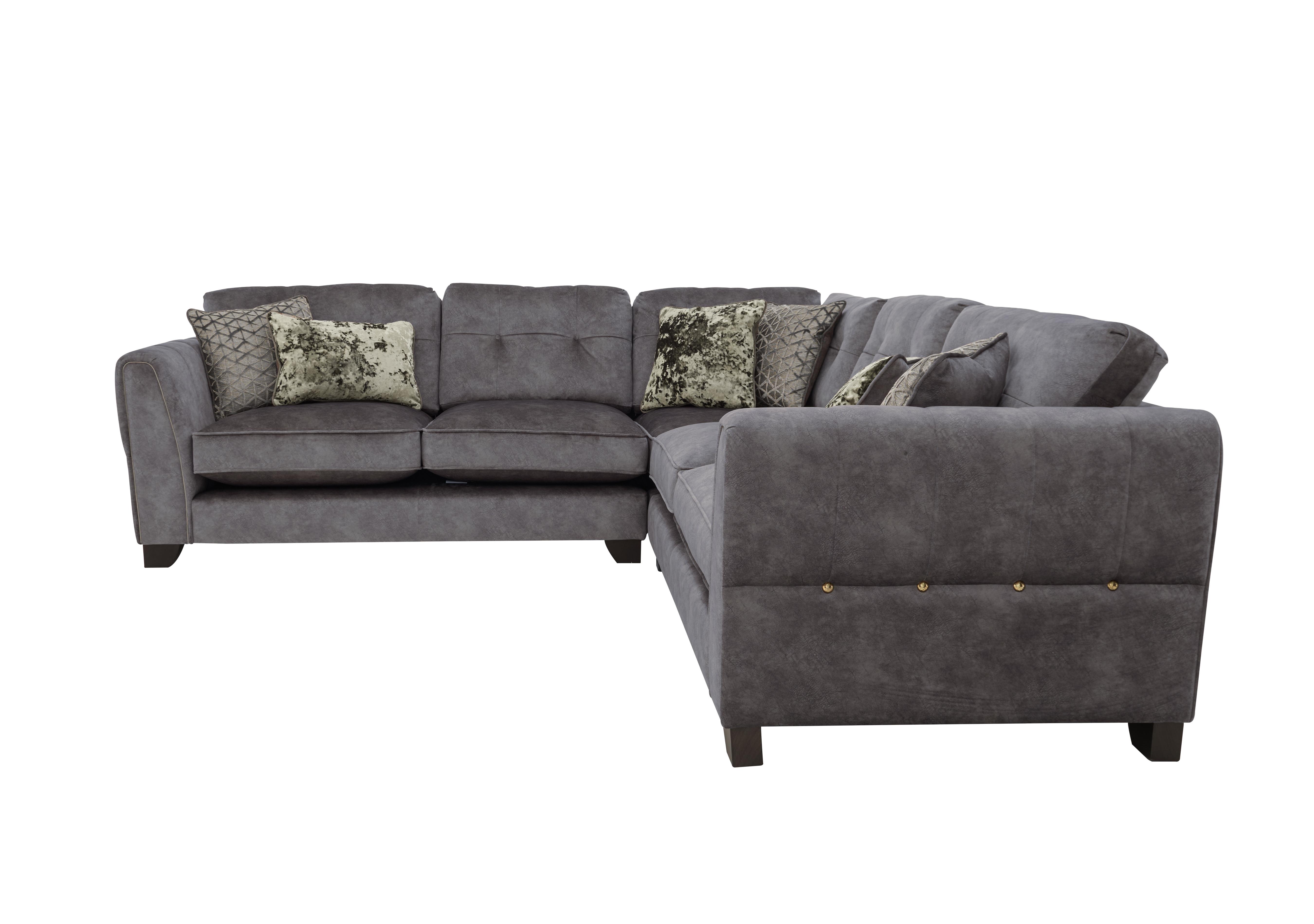 Ariana Large Fabric Classic Back Corner Sofa in Dapple Moleskin Brass Insert on Furniture Village