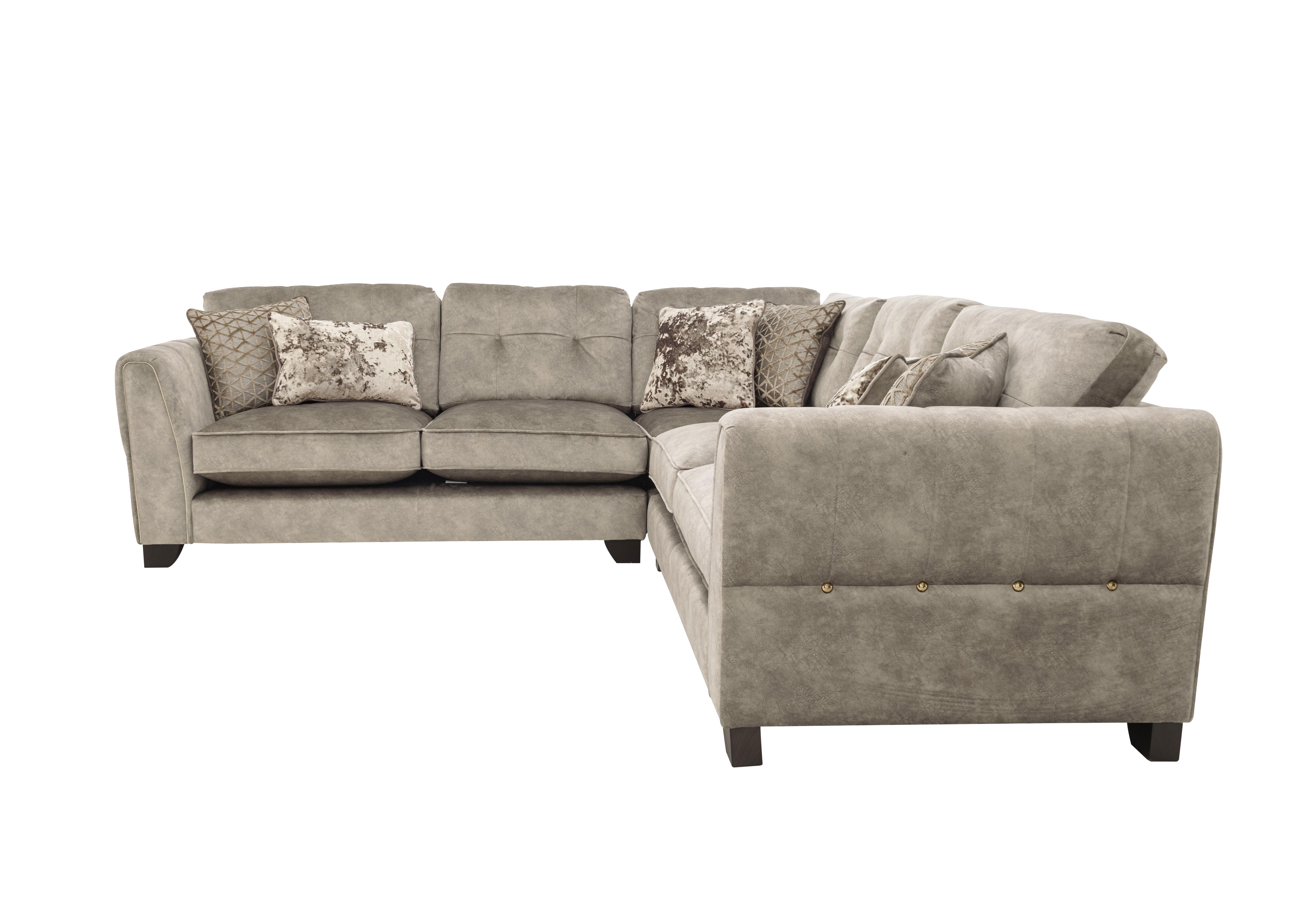 Ariana Large Fabric Classic Back Corner Sofa in Dapple Oyster Brass Insert on Furniture Village