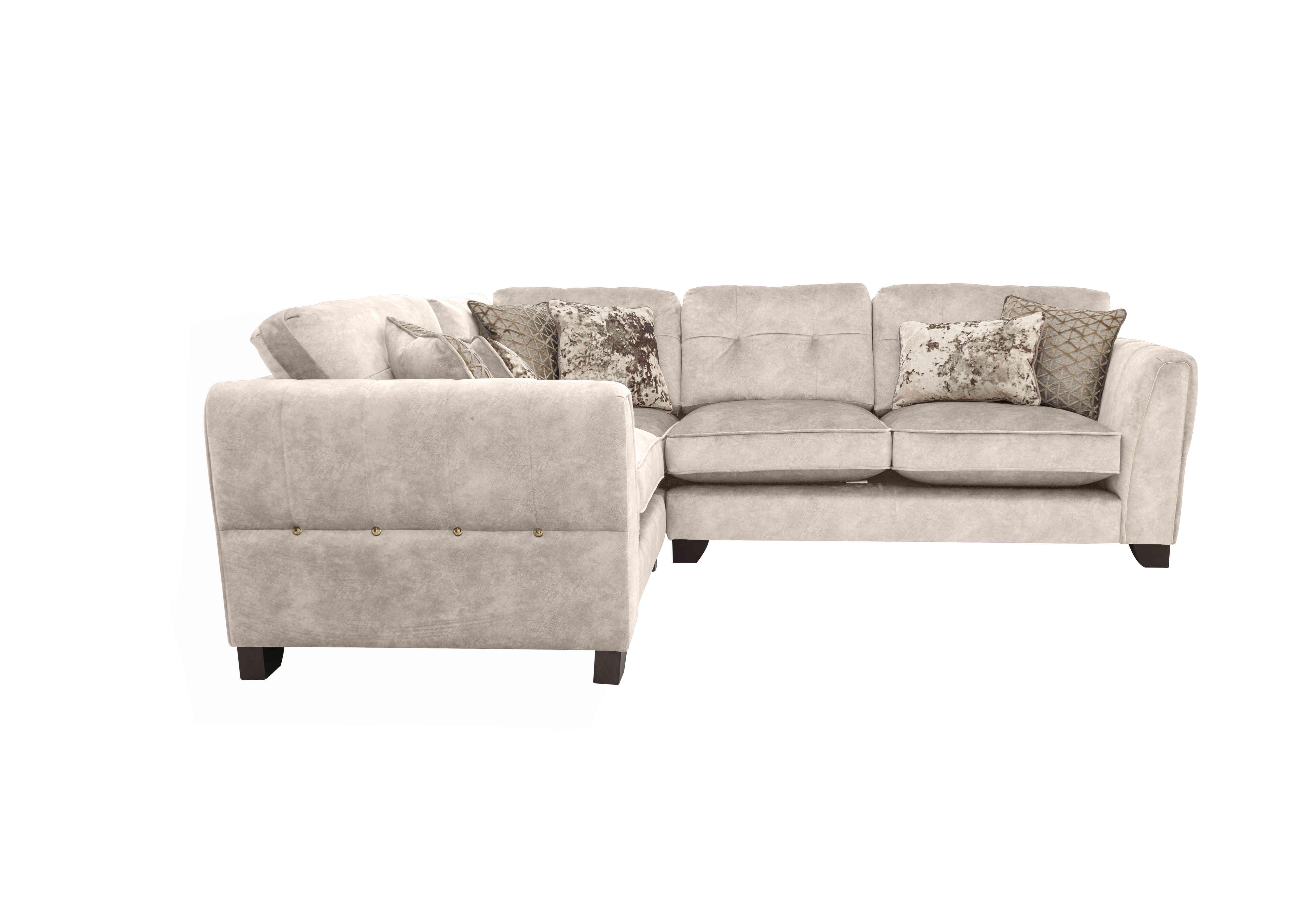 Ariana Small Fabric Classic Back Corner Sofa in Dapple Cream Brass Insert on Furniture Village