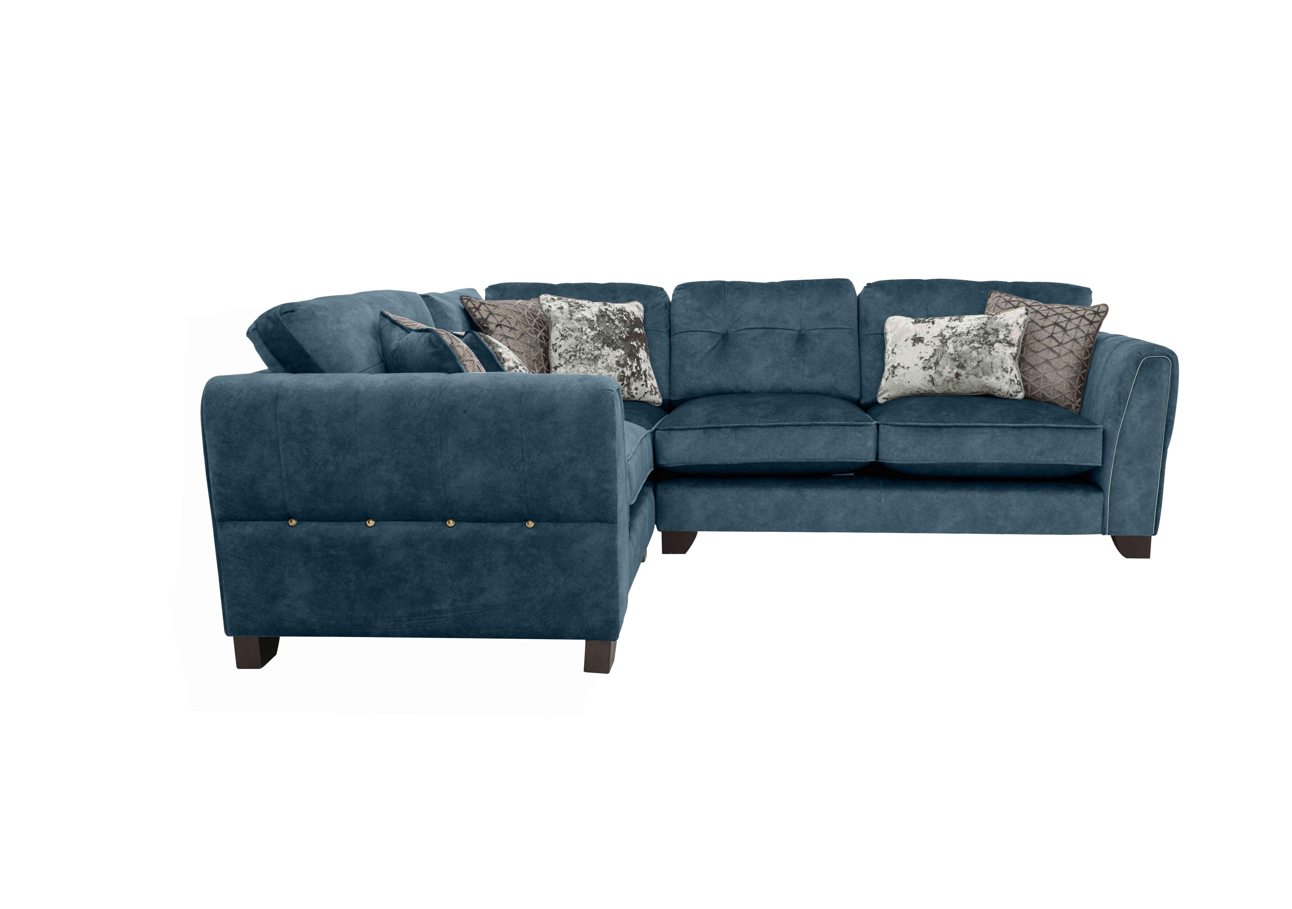 Ariana Small Fabric Classic Back Corner Sofa in Dapple Ocean Brass Insert on Furniture Village