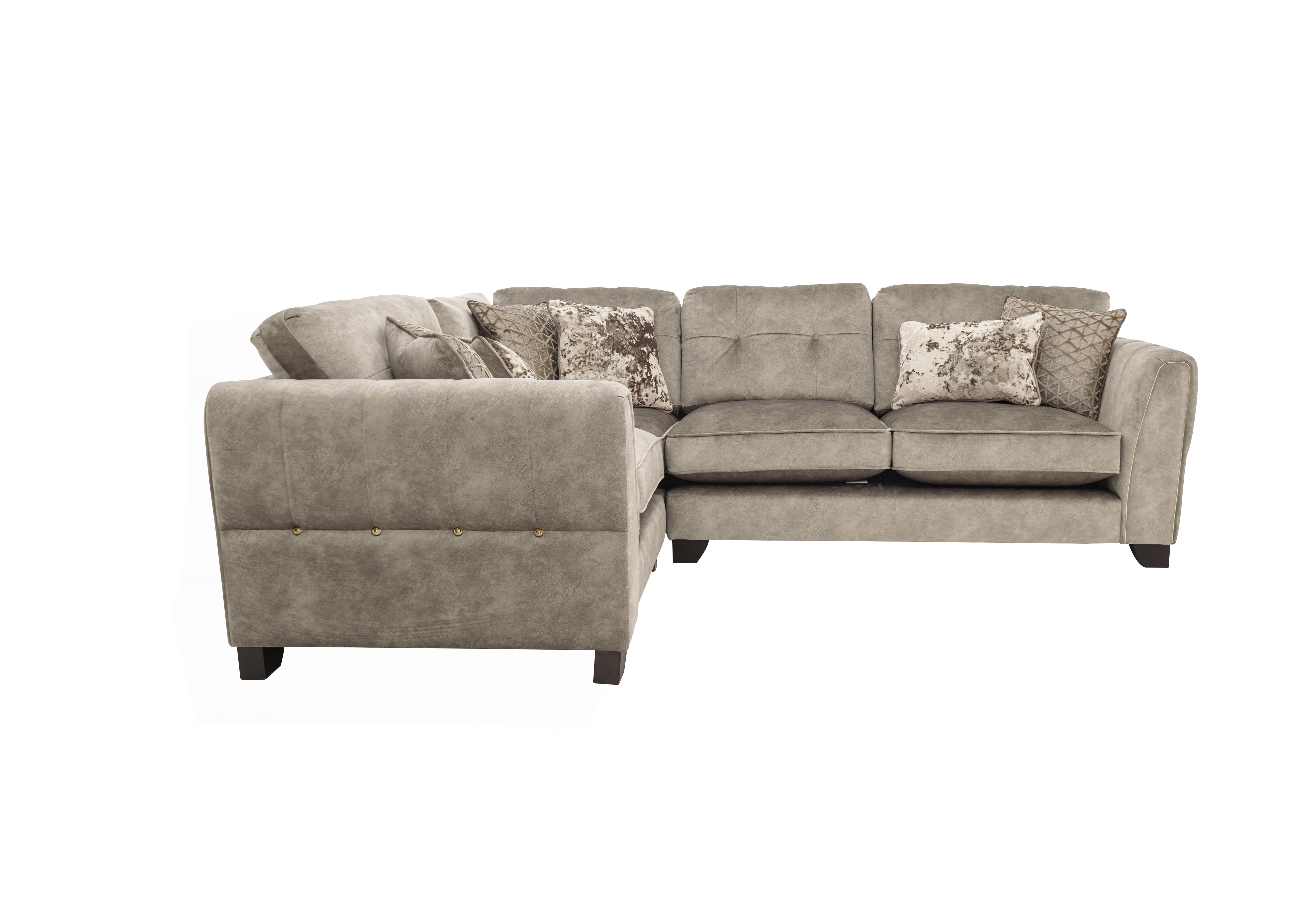 Ariana Small Fabric Classic Back Corner Sofa in Dapple Oyster Brass Insert on Furniture Village