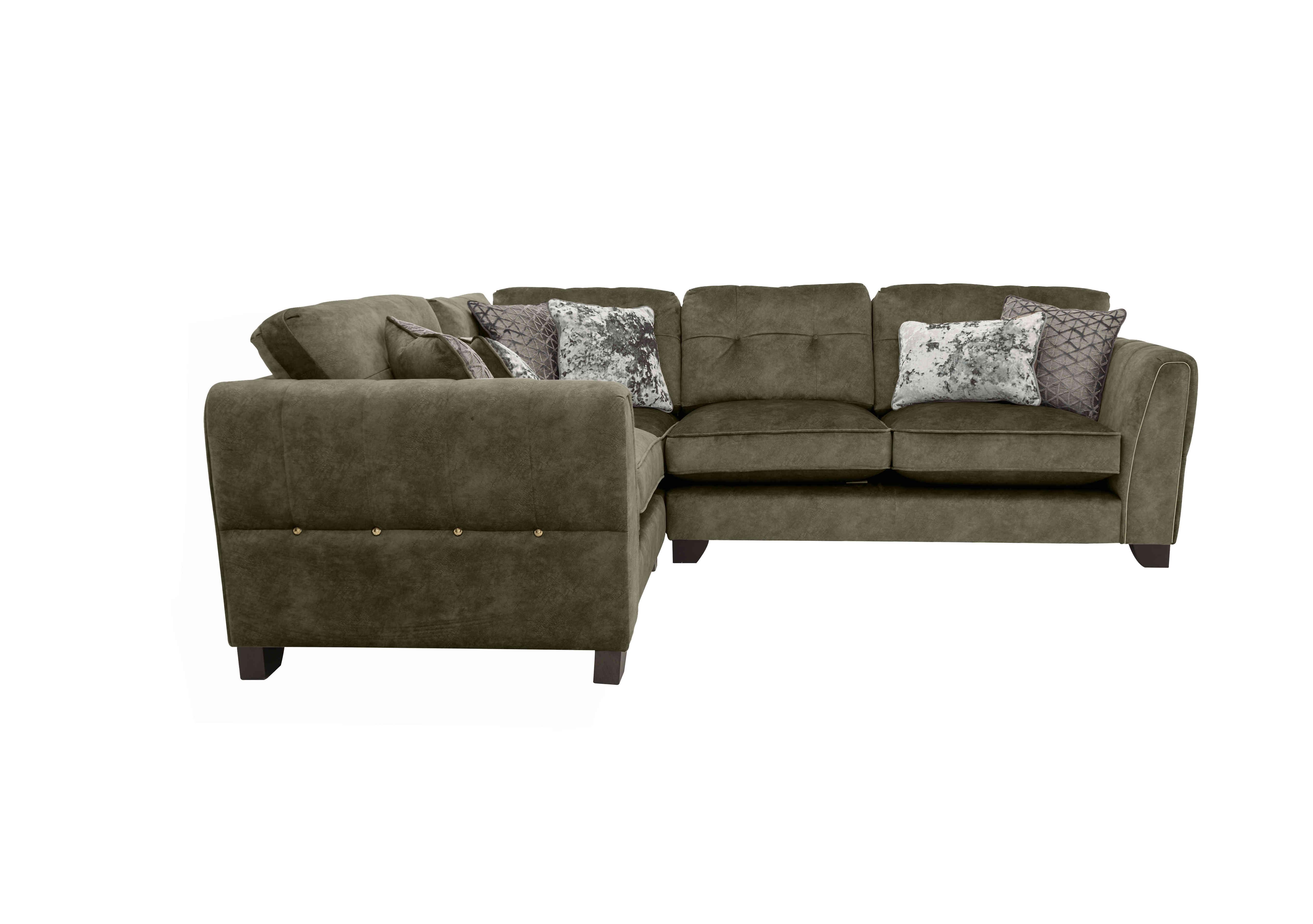 Ariana Small Fabric Classic Back Corner Sofa in Dapple Sage Brass Insert on Furniture Village