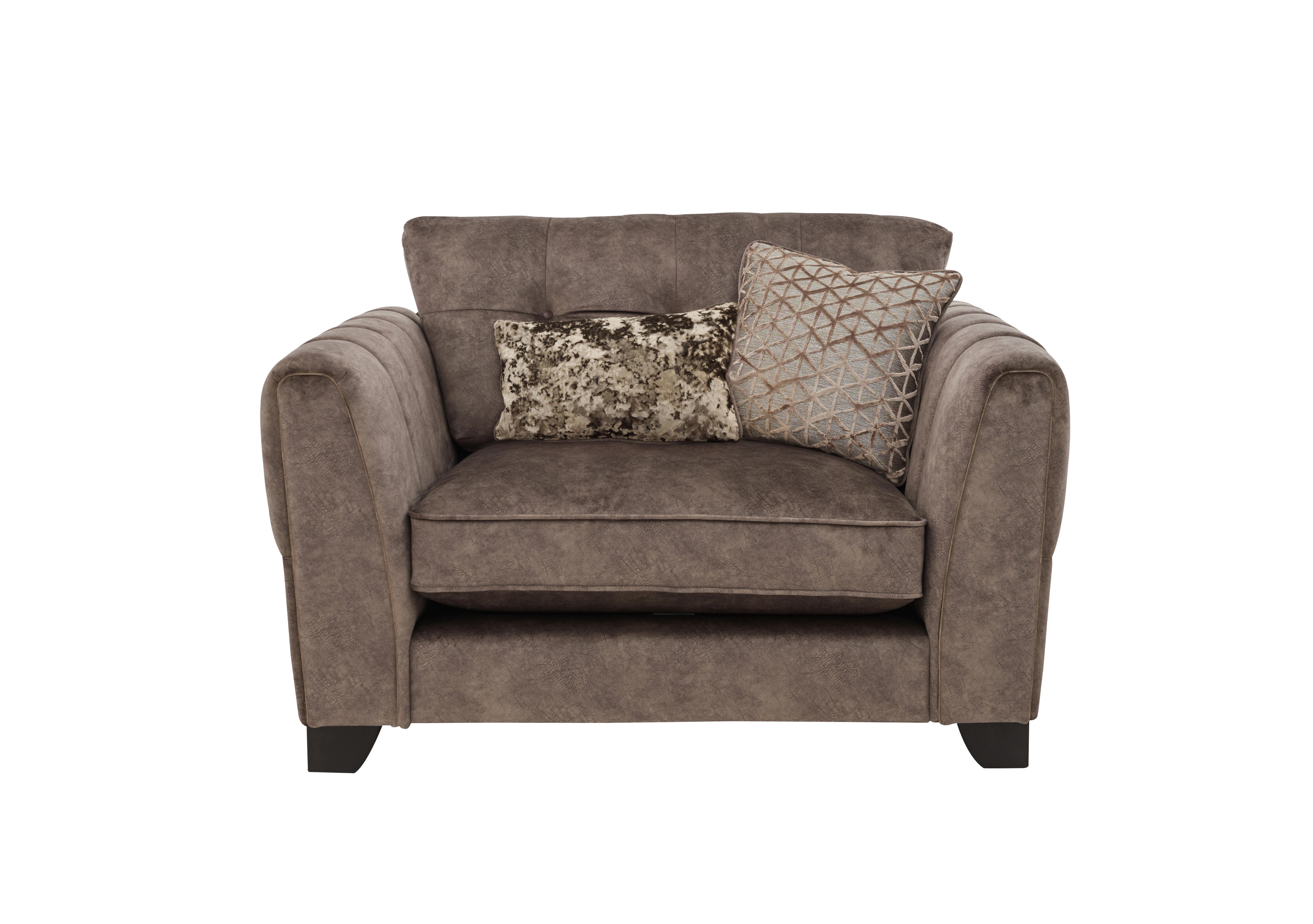 Ariana Classic Back Fabric Snuggler Chair in Dapple Chocolate No Insert on Furniture Village