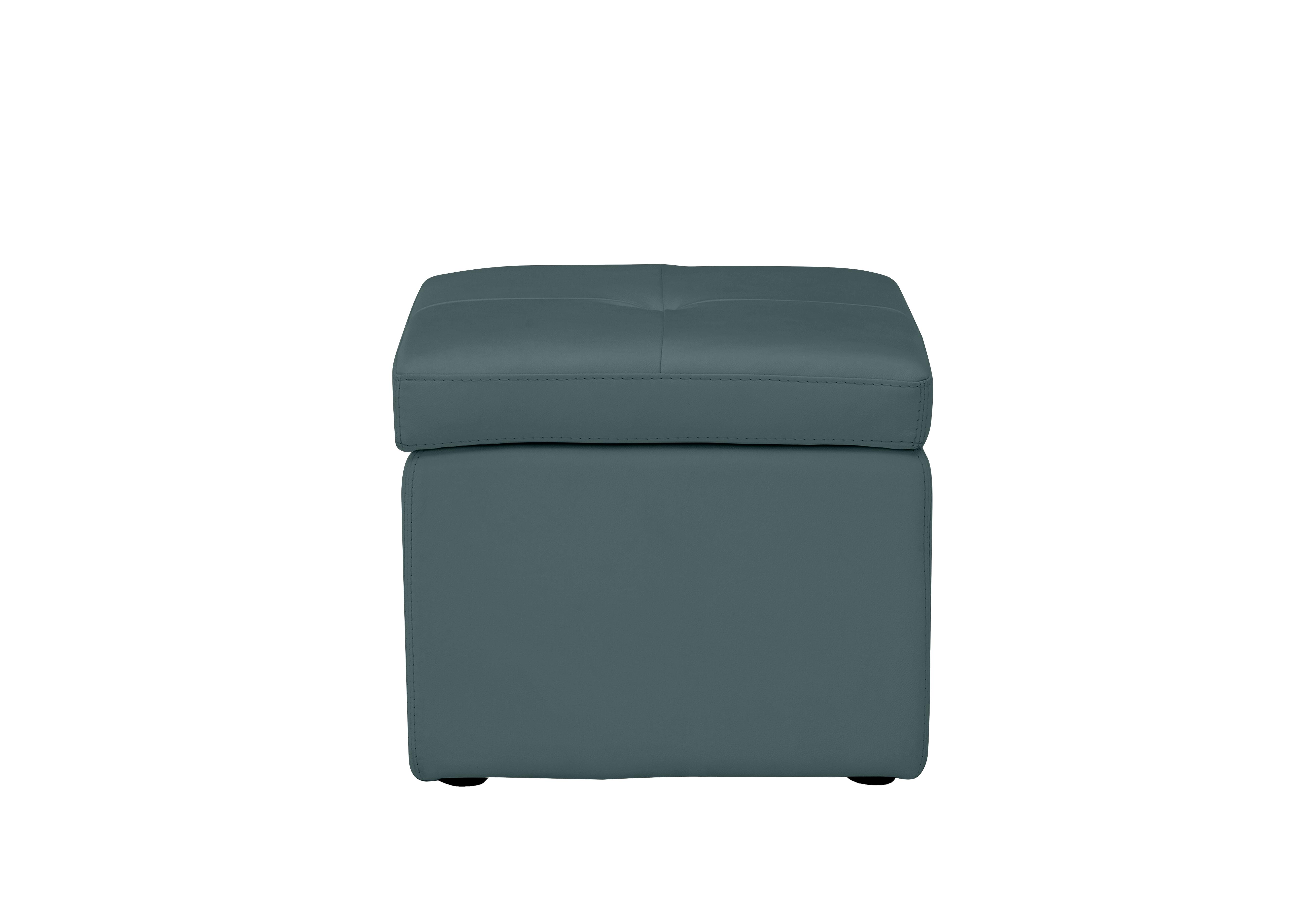 Easy Tray Leather Storage Footstool in Bv-301e Lake Green on Furniture Village