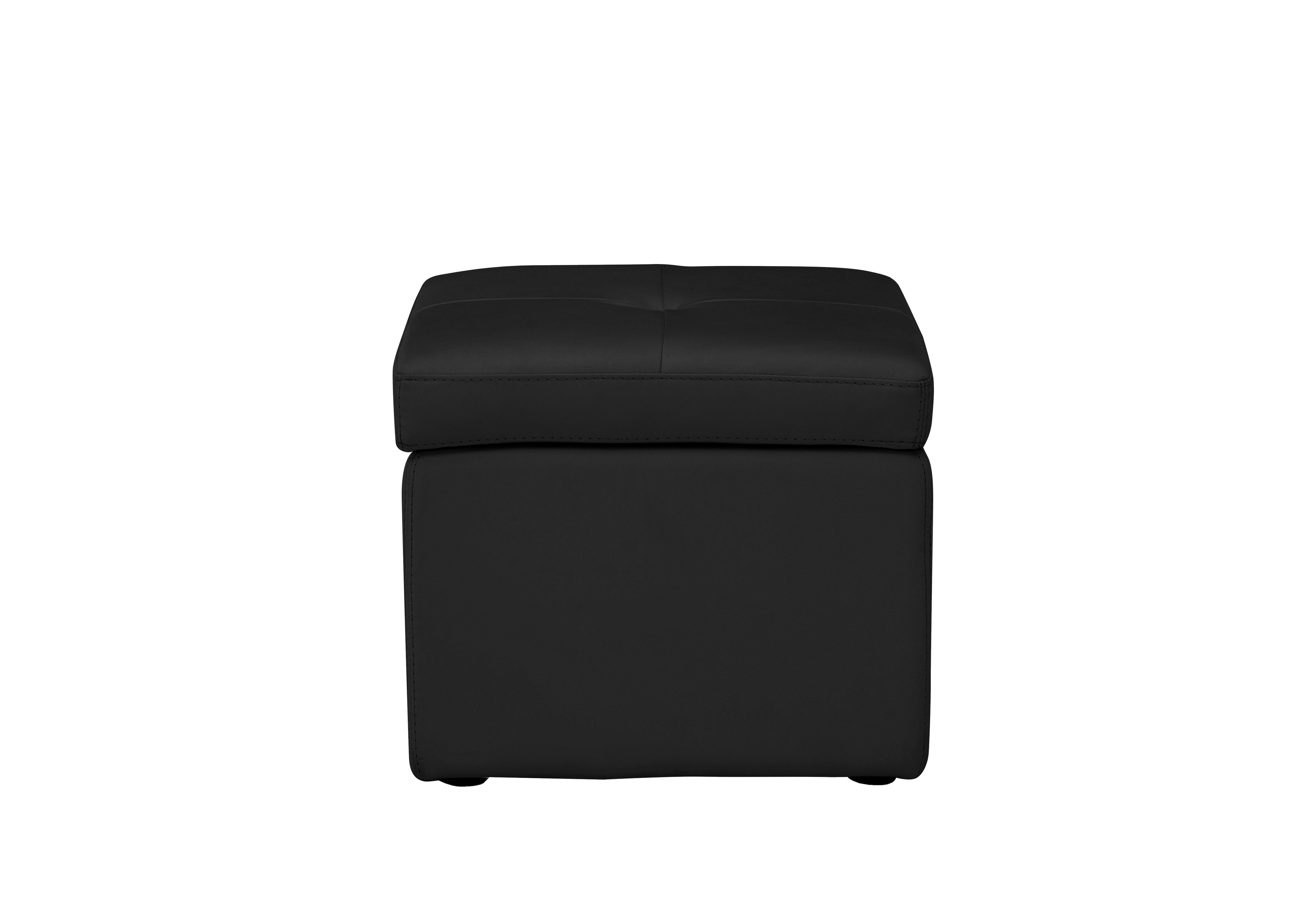 Easy Tray Leather Storage Footstool in Bv-3500 Classic Black on Furniture Village
