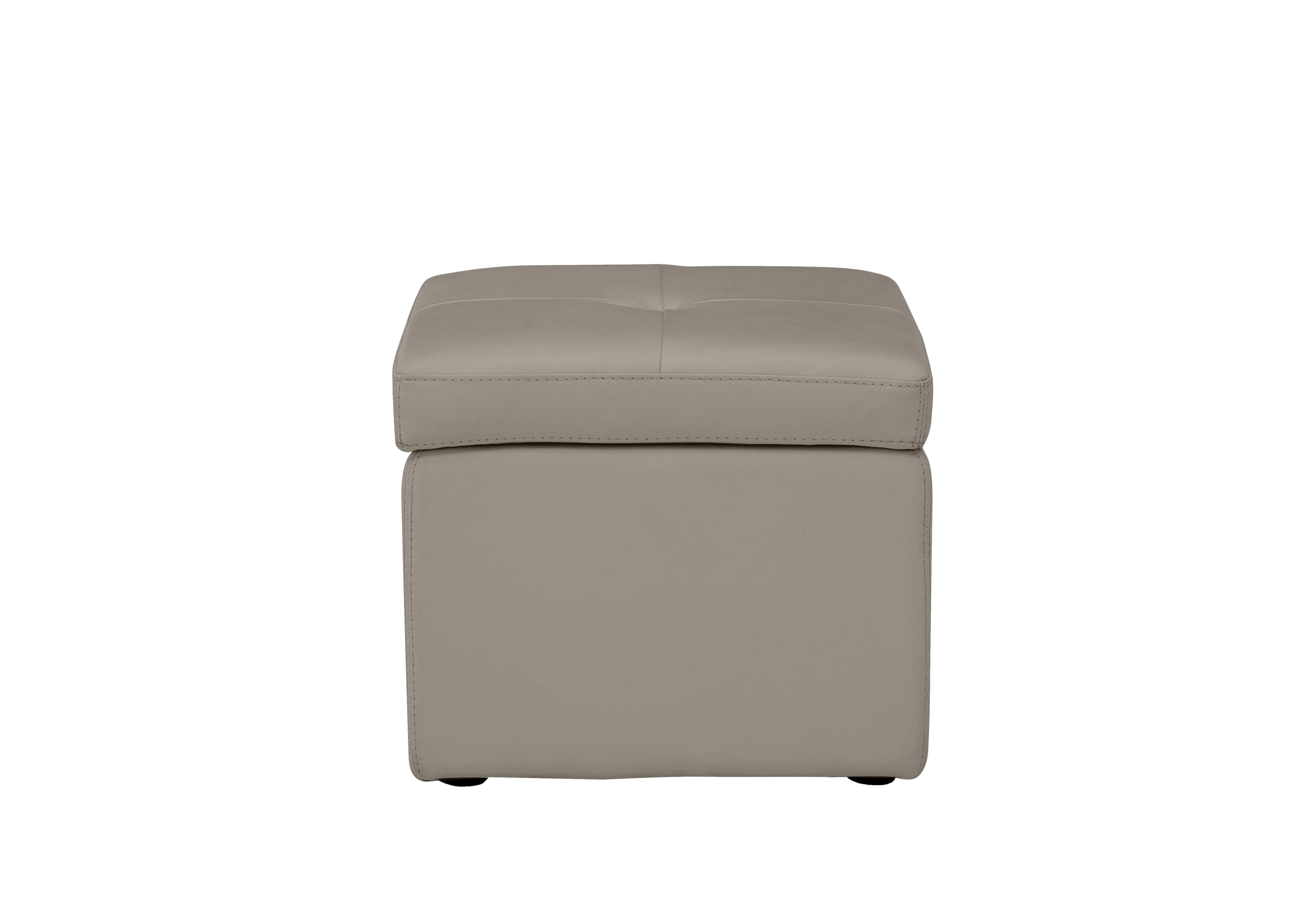 Easy Tray Leather Storage Footstool in Bv-946b Silver Grey on Furniture Village
