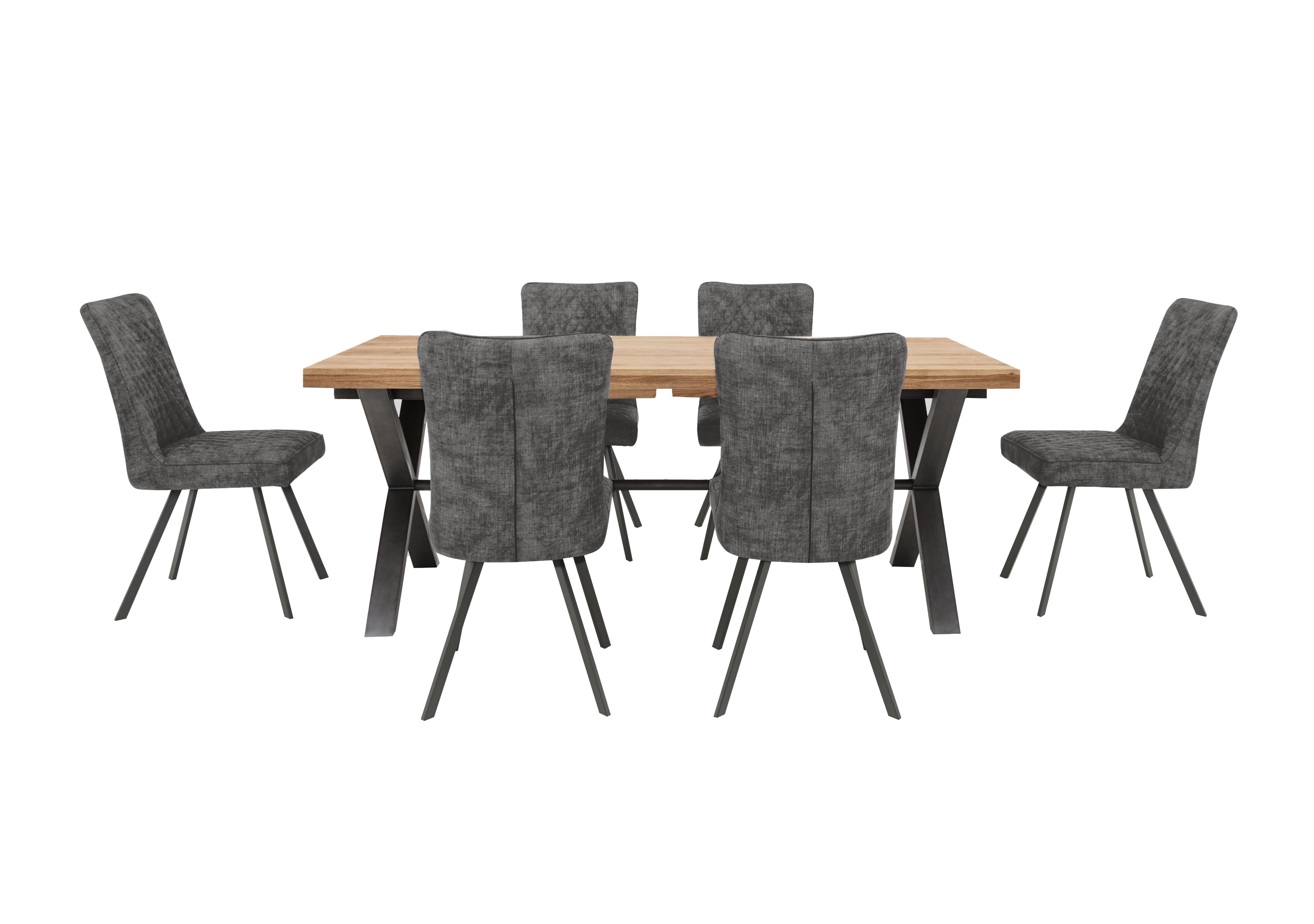 Earth Large Dining Table and 6 Dining Chairs in Graphite on Furniture Village