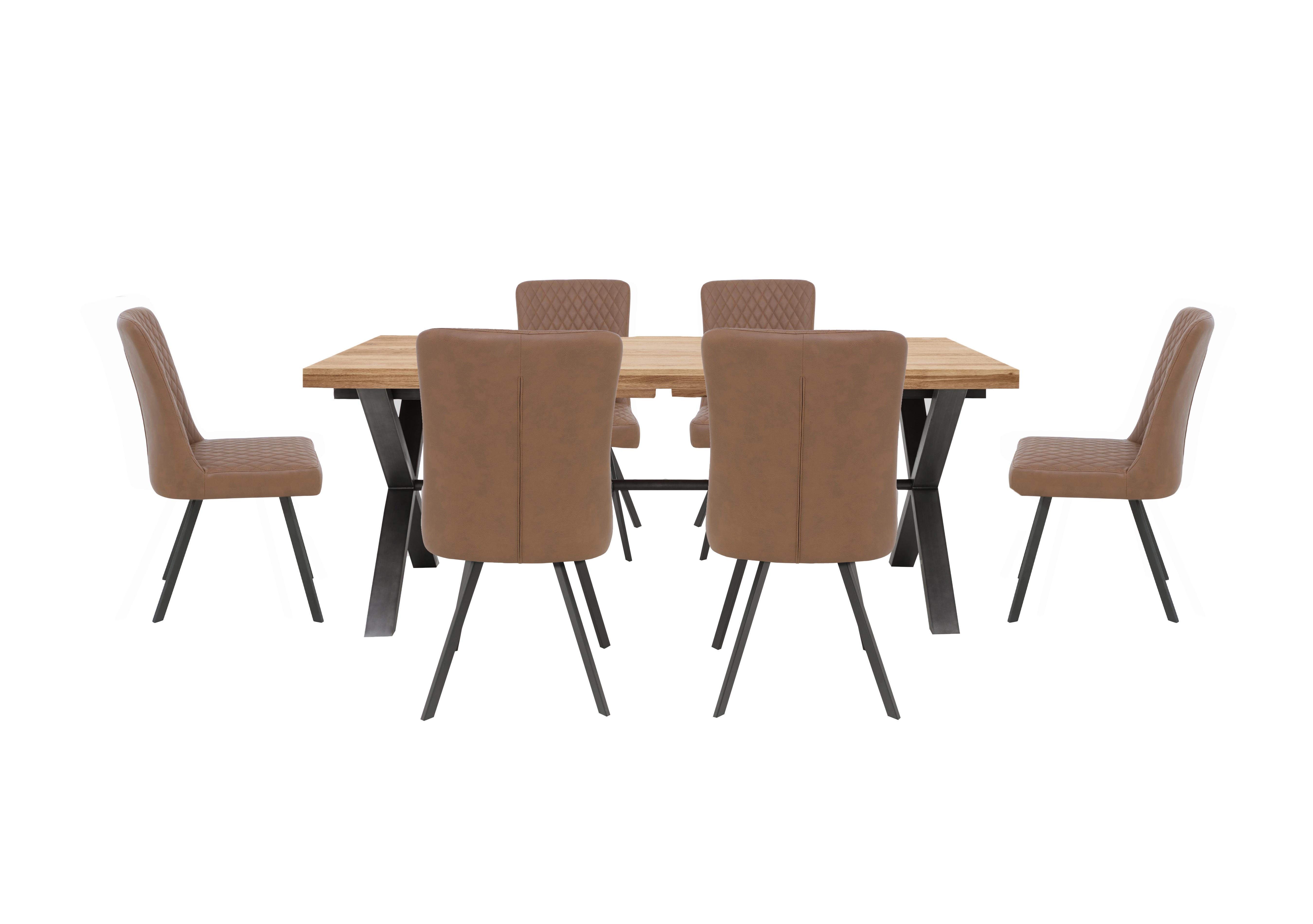 Earth Large Dining Table and 6 Dining Chairs in Tan on Furniture Village