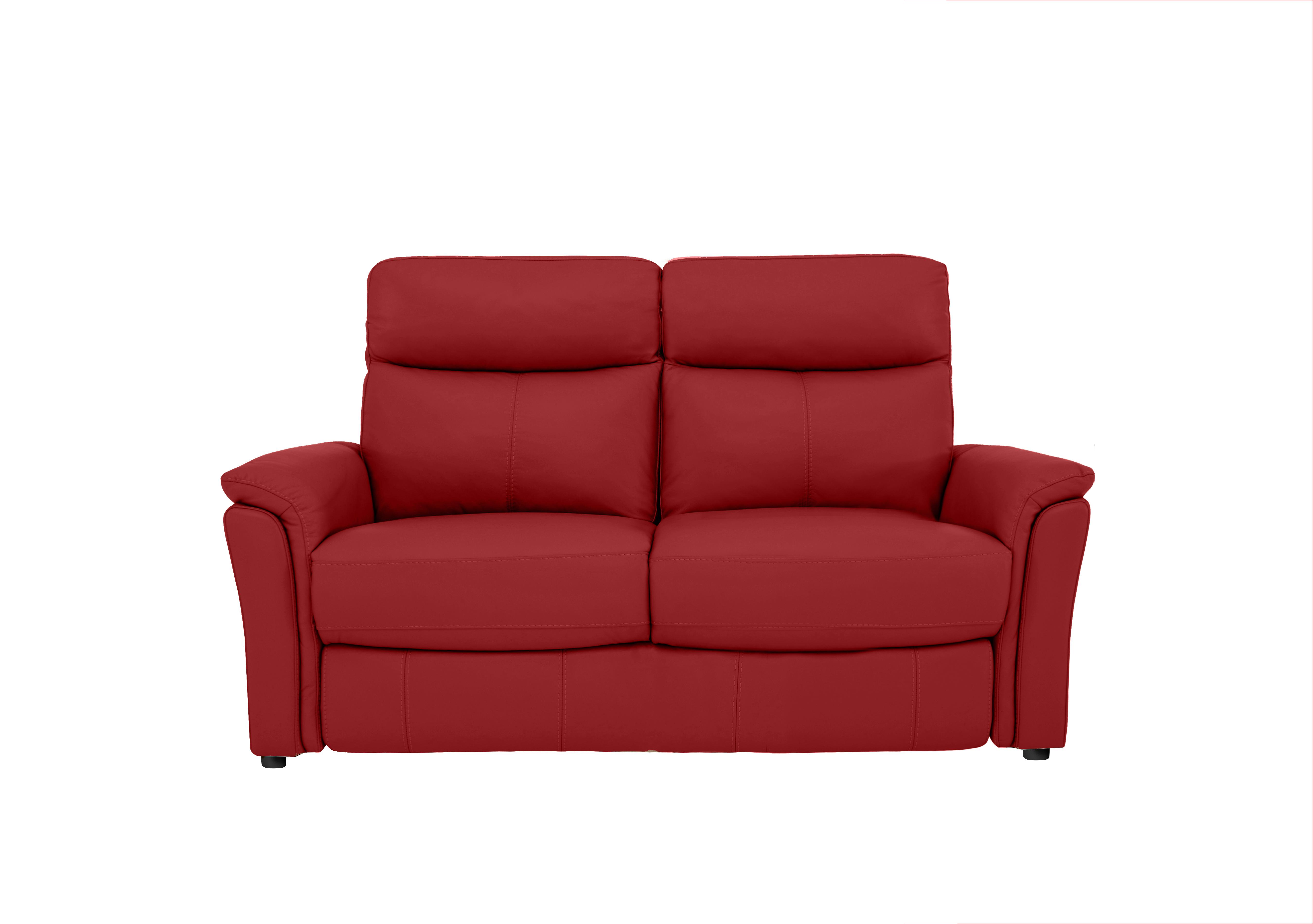 Compact Collection Piccolo 2 Seater Leather Static Sofa in Bv-0008 Pure Red on Furniture Village