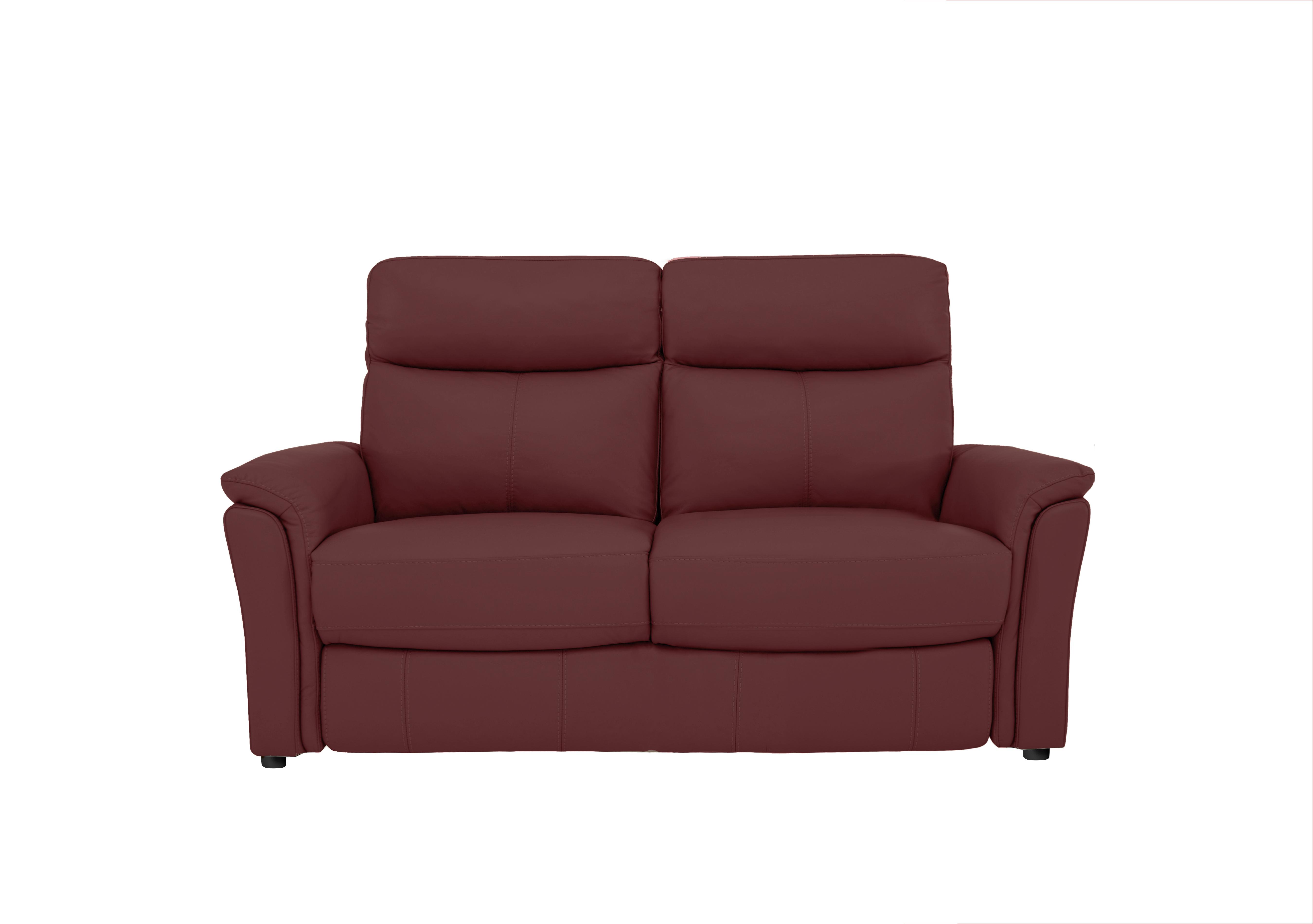 Compact Collection Piccolo 2 Seater Leather Static Sofa in Bv-035c Deep Red on Furniture Village