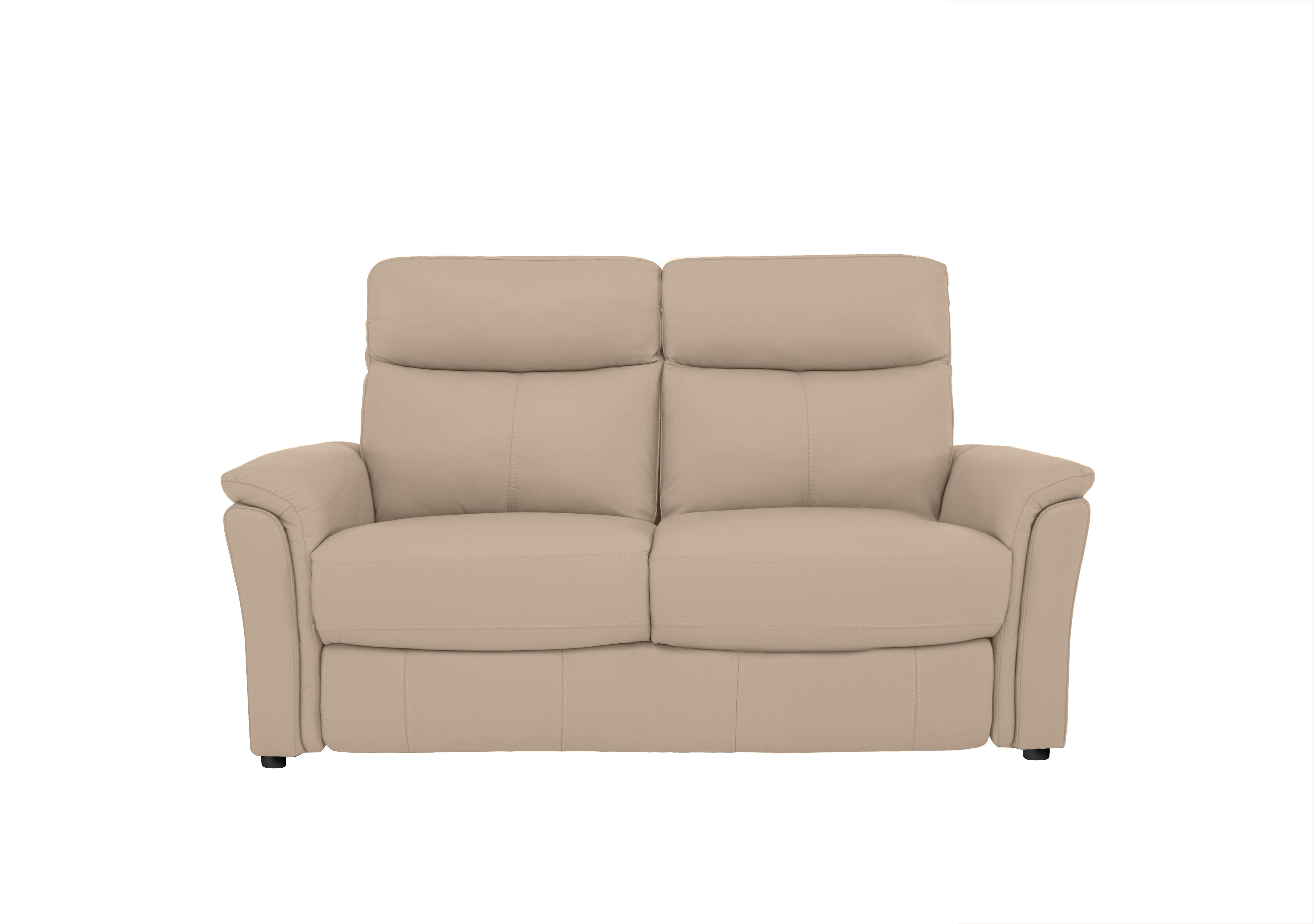 Compact Collection Piccolo 2 Seater Leather Static Sofa in Bv-039c Pebble on Furniture Village