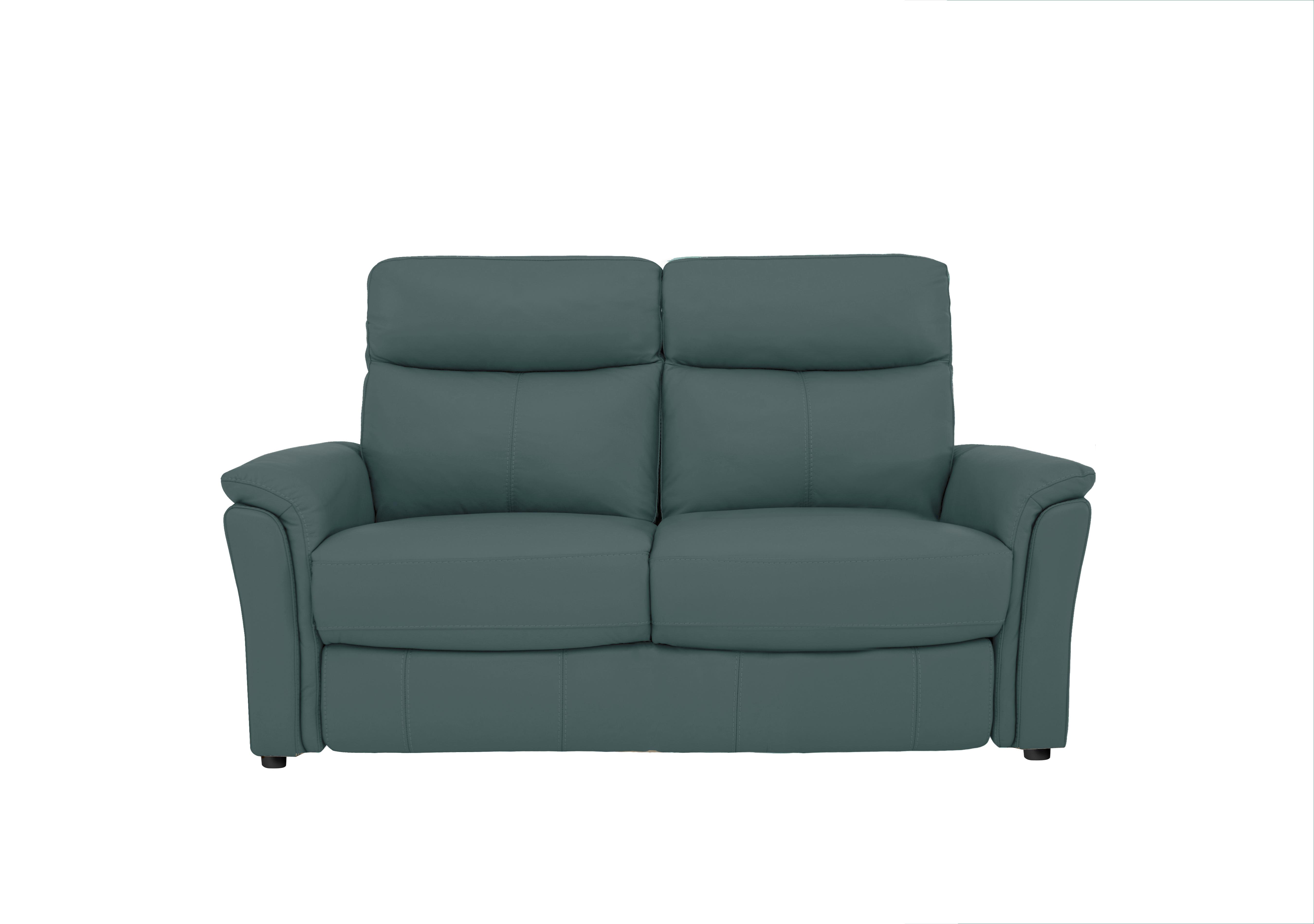 Compact Collection Piccolo 2 Seater Leather Static Sofa in Bv-301e Lake Green on Furniture Village