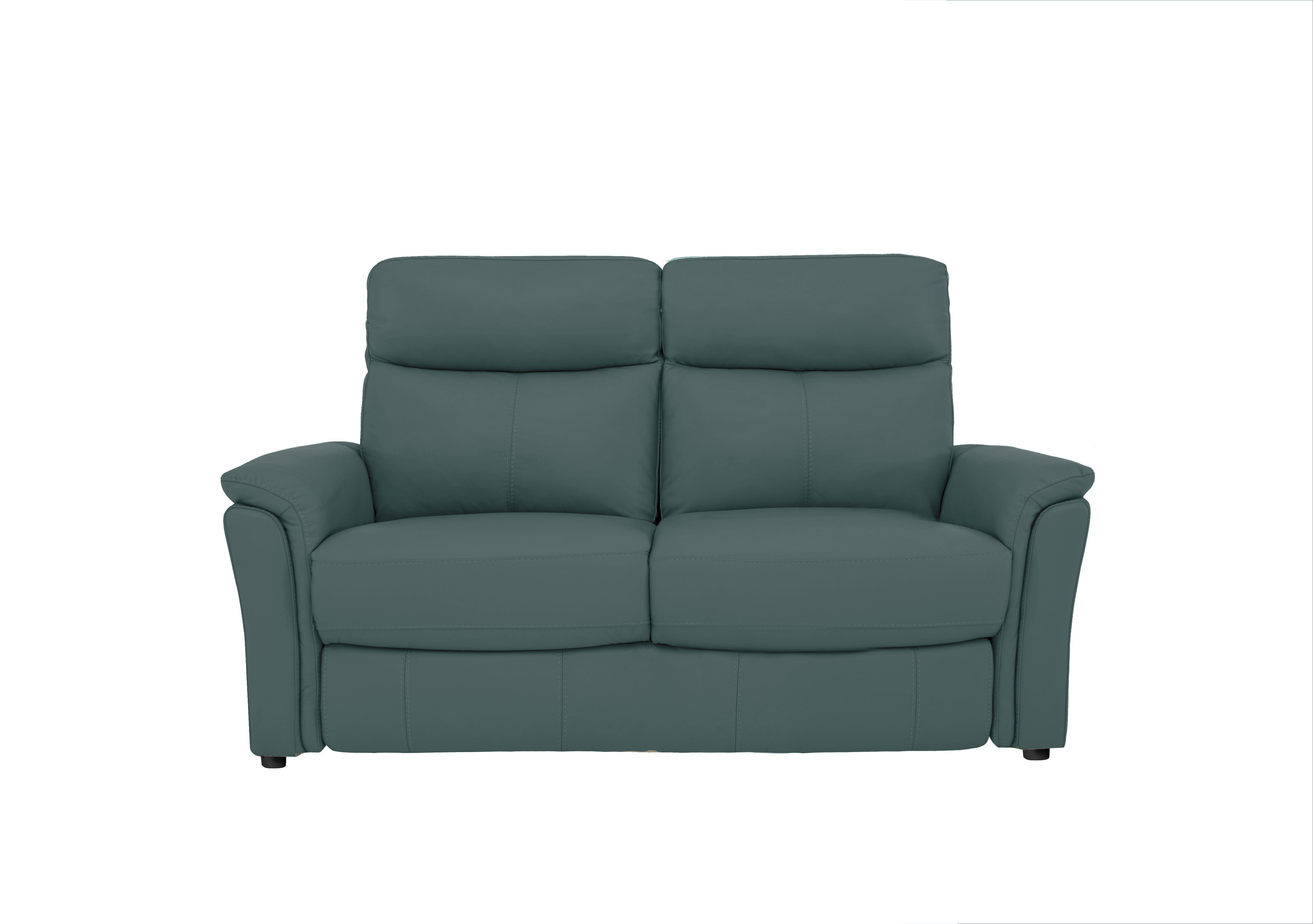 Compact Collection Piccolo 2 Seater Leather Static Sofa in Bv-301e Lake Green on Furniture Village