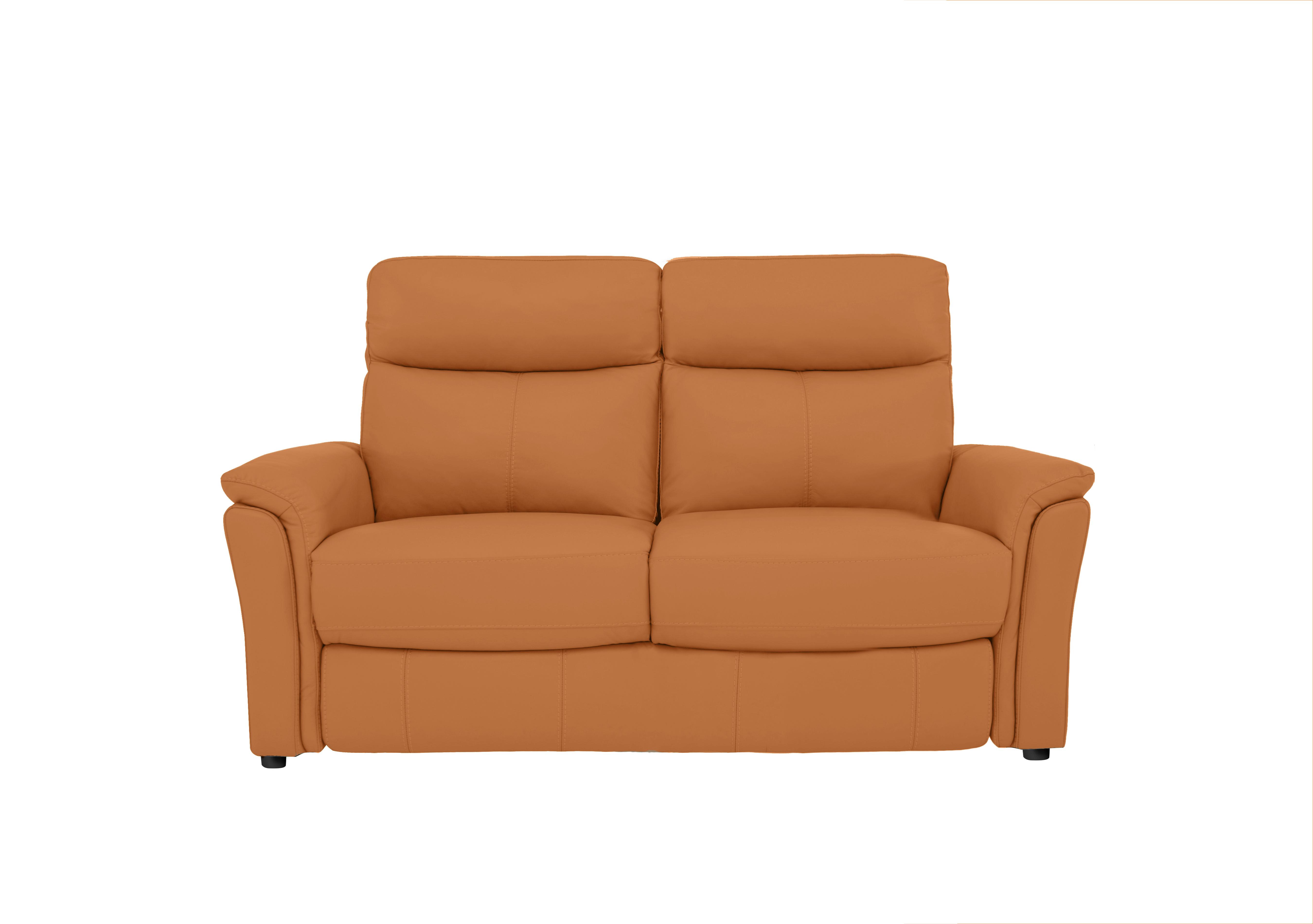 Compact Collection Piccolo 2 Seater Leather Static Sofa in Bv-335e Honey Yellow on Furniture Village