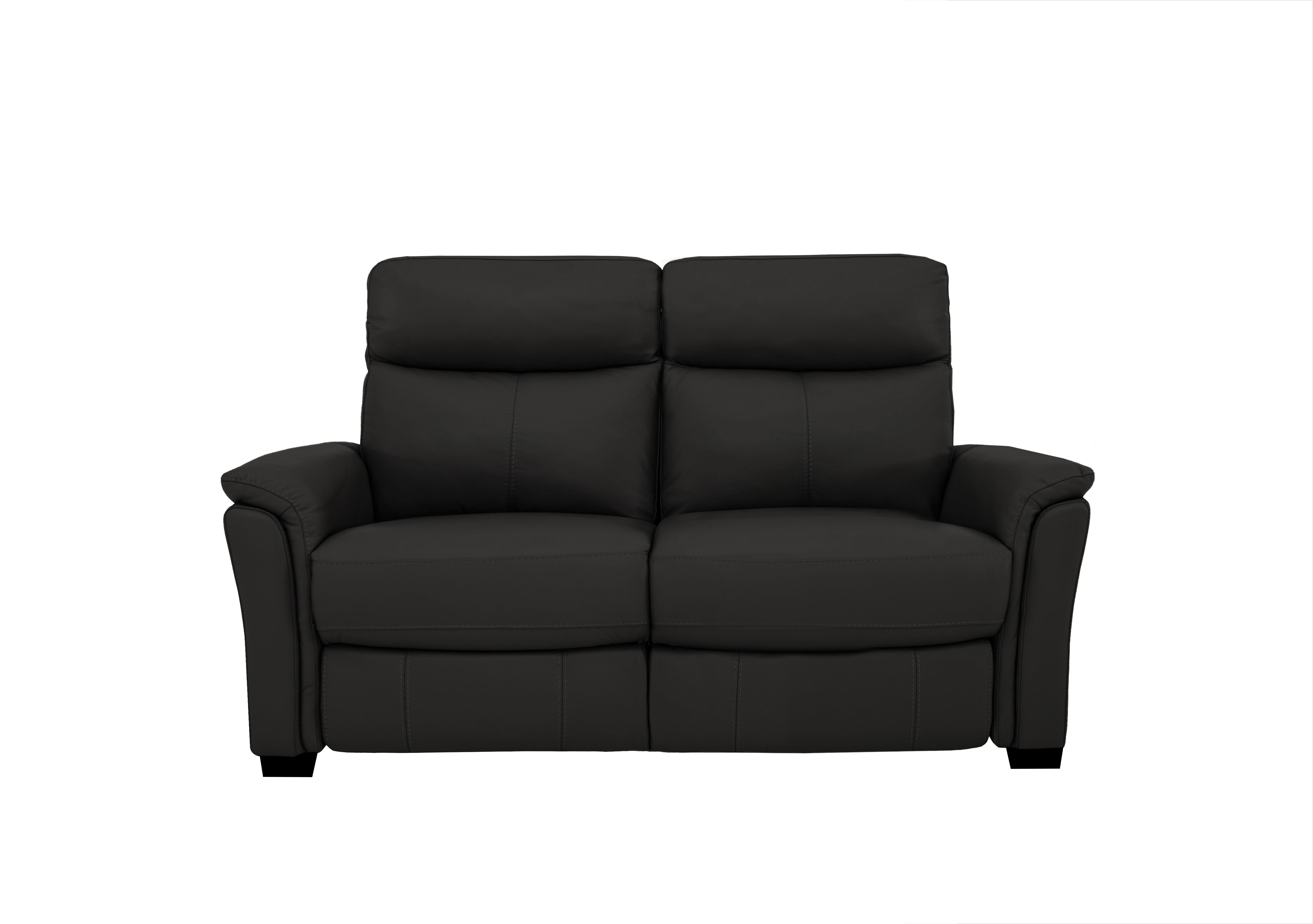 Compact Collection Piccolo 2 Seater Leather Static Sofa in Bv-3500 Classic Black on Furniture Village