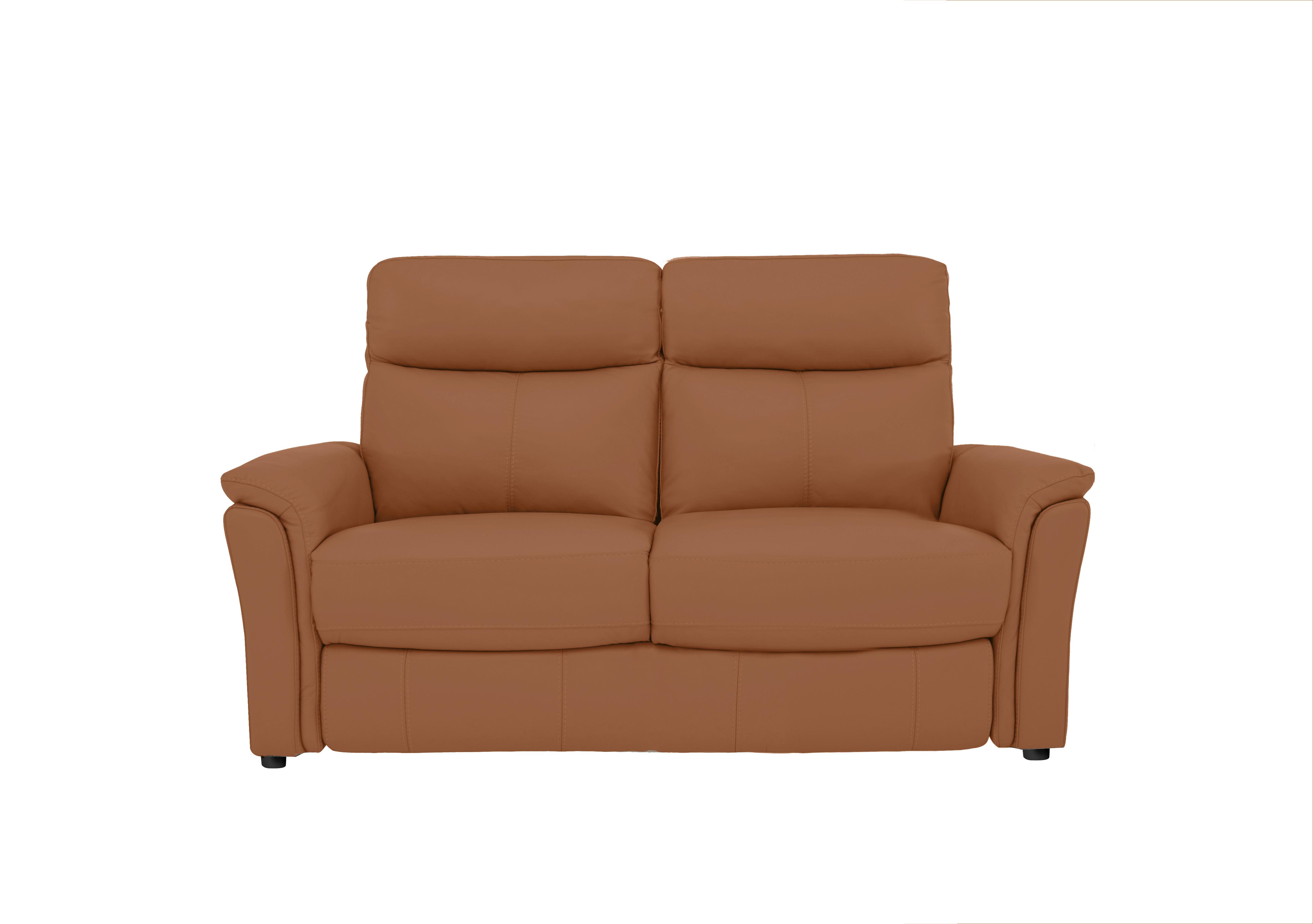 Compact Collection Piccolo 2 Seater Leather Static Sofa in Nc-334e Pecan Brown on Furniture Village