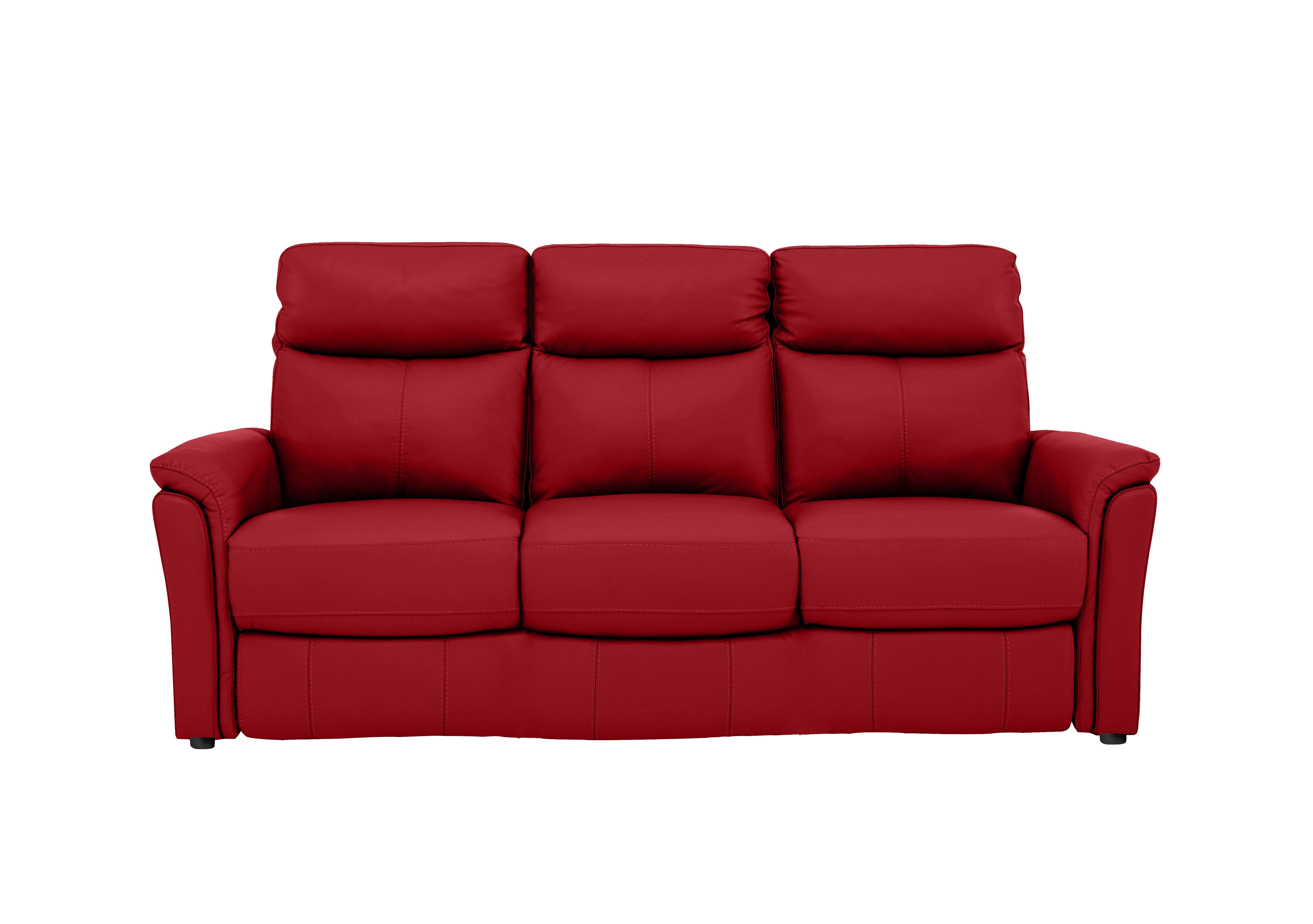 Compact Collection Piccolo 3 Seater Leather Static Sofa in Bv-0008 Pure Red on Furniture Village