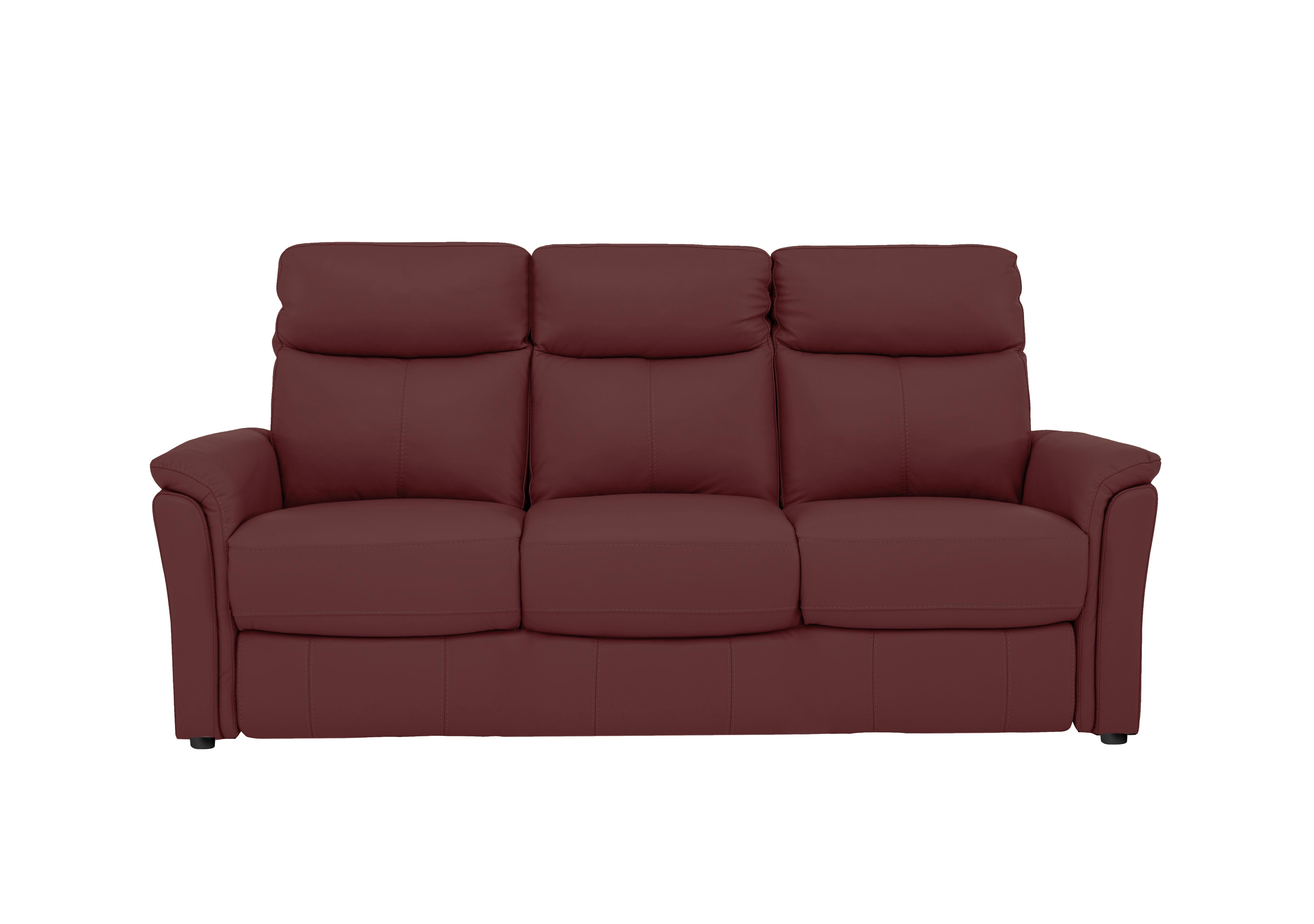 Compact Collection Piccolo 3 Seater Leather Static Sofa in Bv-035c Deep Red on Furniture Village