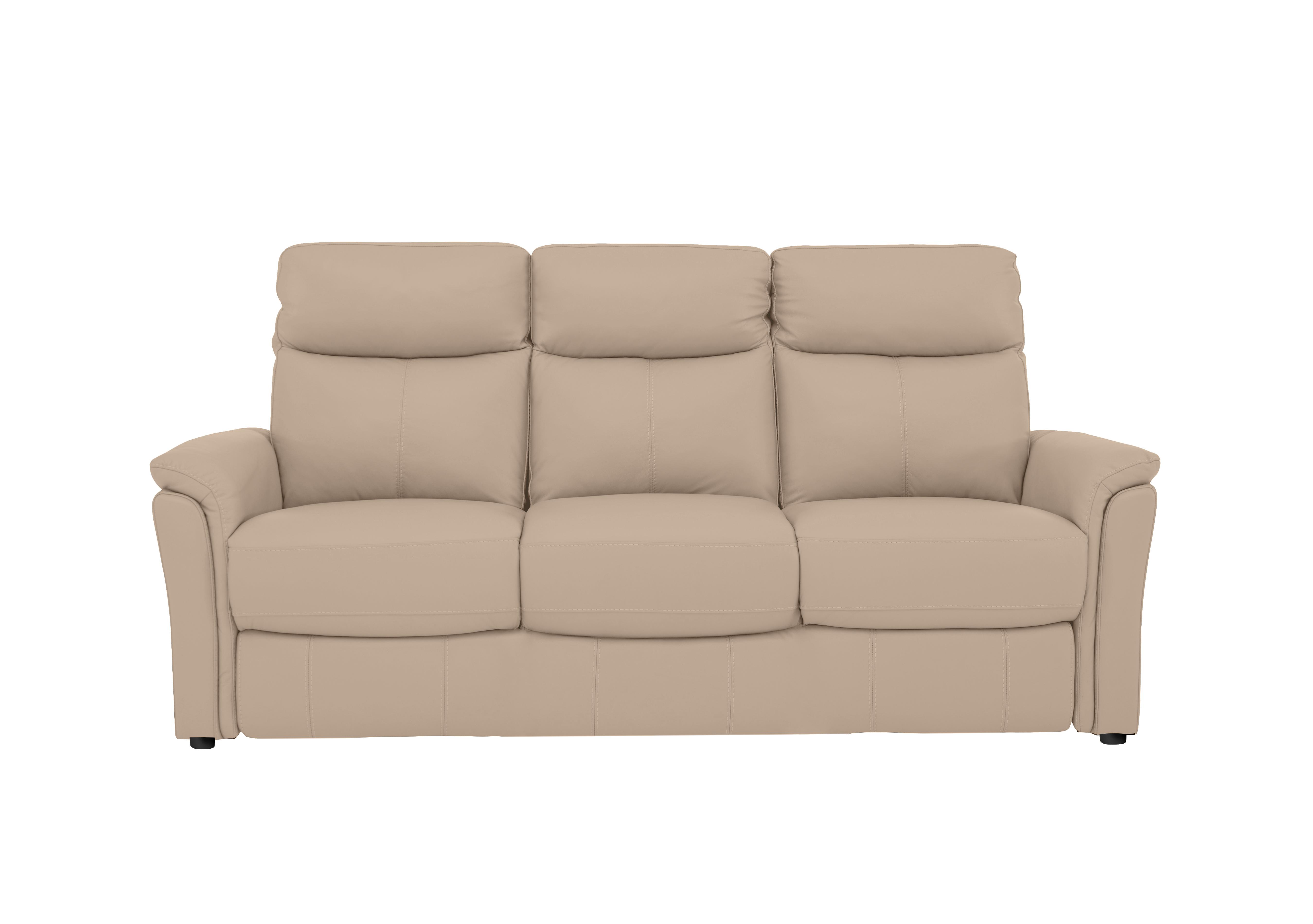 Compact Collection Piccolo 3 Seater Leather Static Sofa in Bv-039c Pebble on Furniture Village