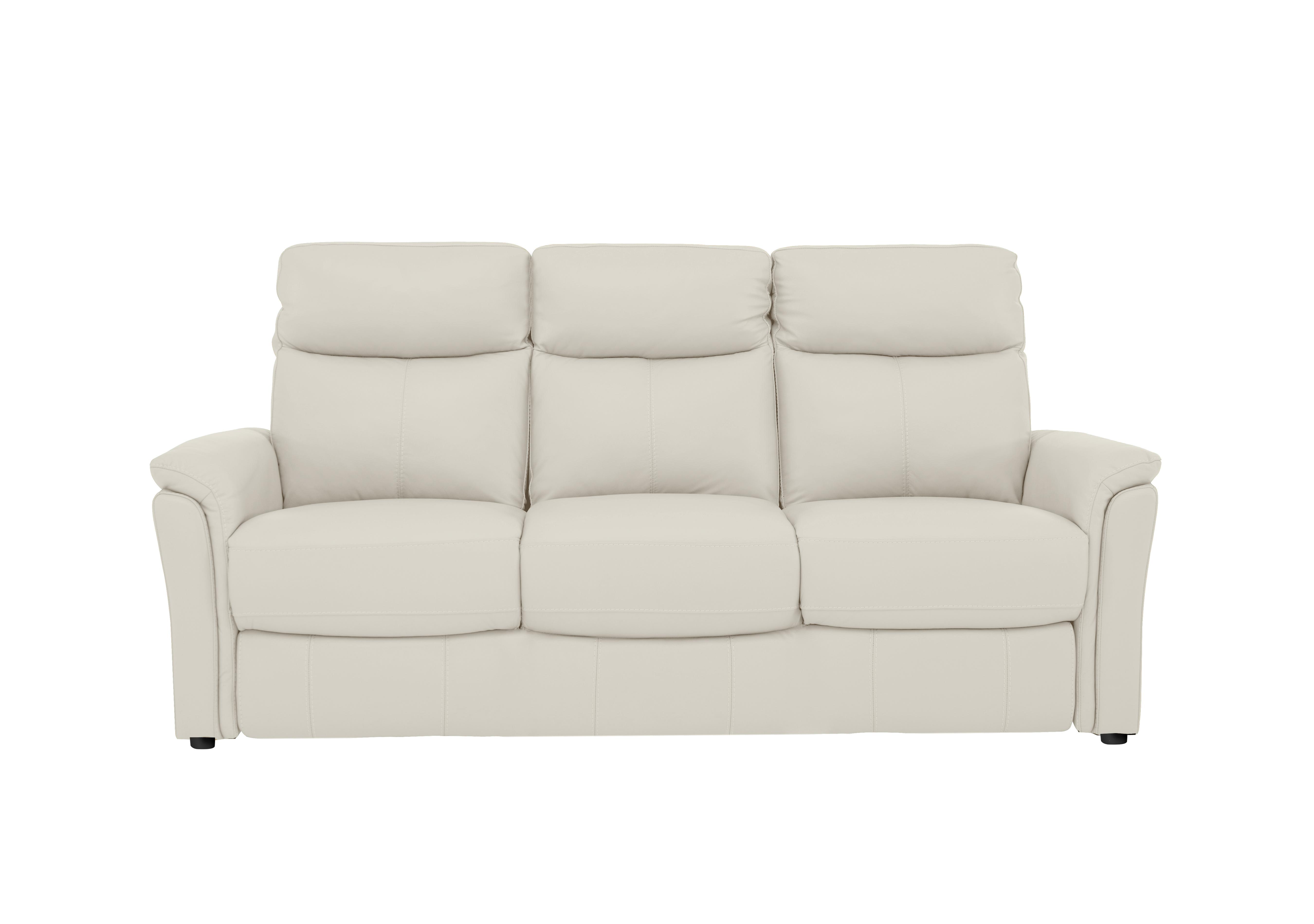 Compact Collection Piccolo 3 Seater Leather Static Sofa in Bv-156e Frost on Furniture Village