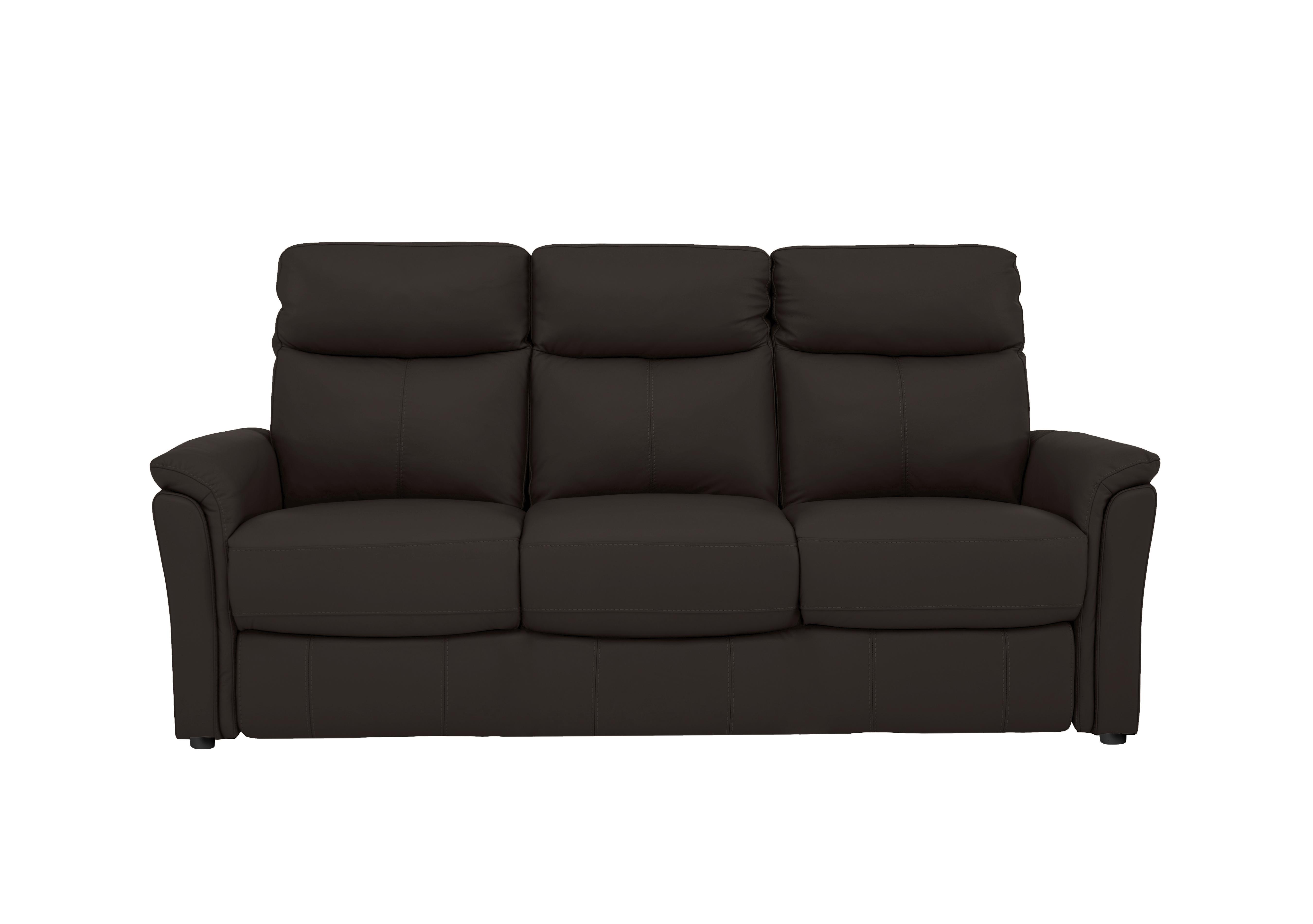 Compact Collection Piccolo 3 Seater Leather Static Sofa in Bv-1748 Dark Chocolate on Furniture Village