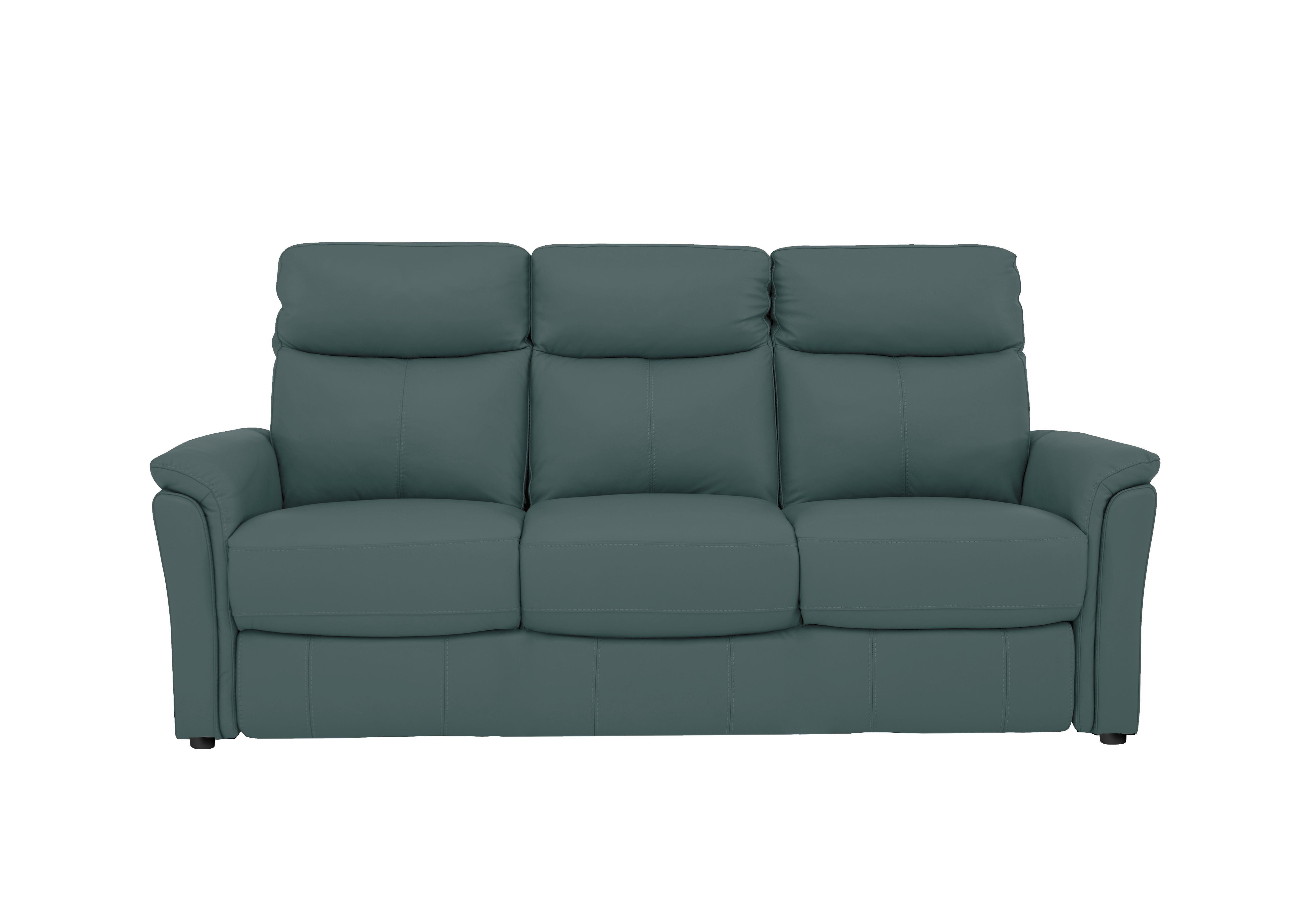 Compact Collection Piccolo 3 Seater Leather Static Sofa in Bv-301e Lake Green on Furniture Village