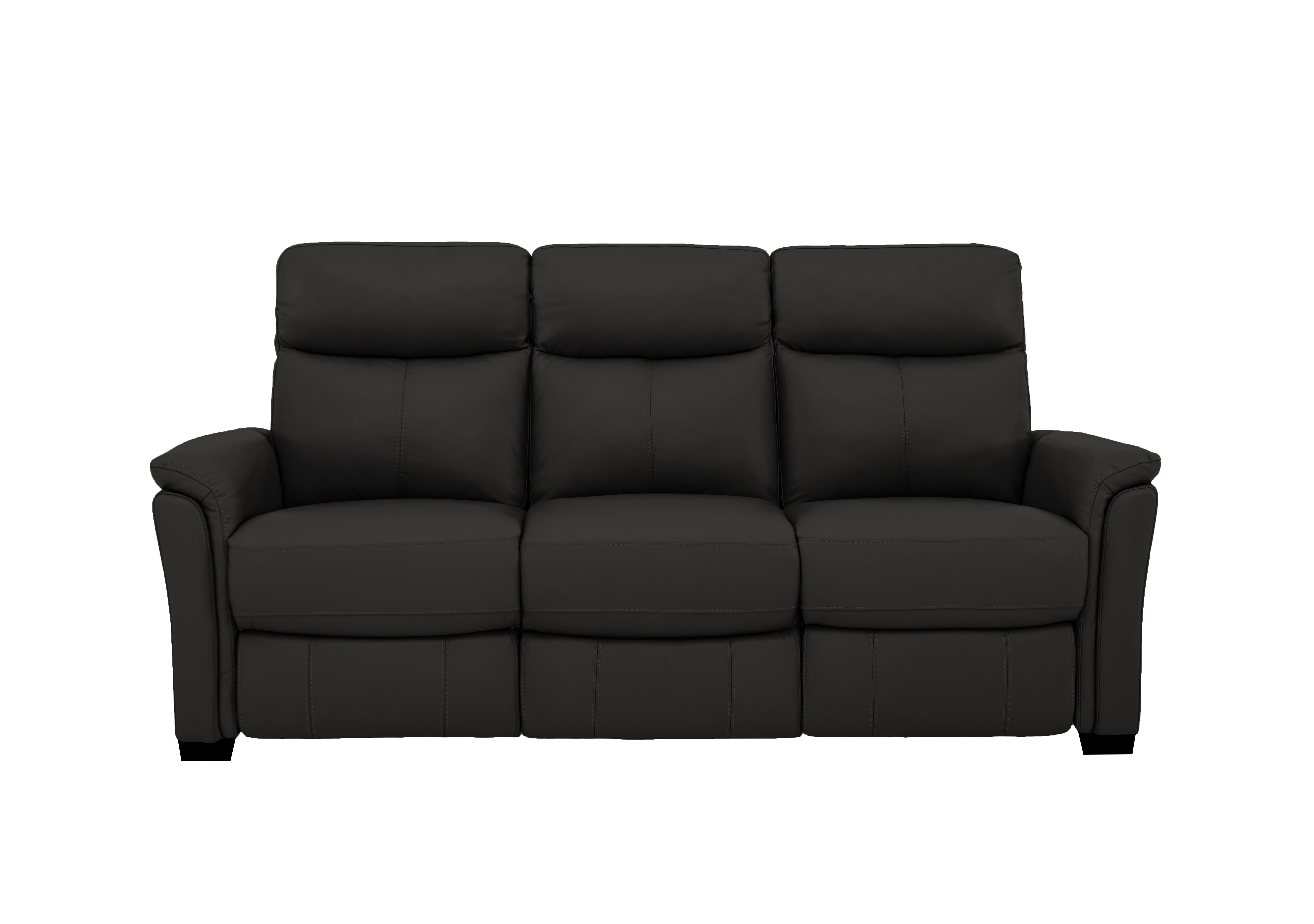 Compact Collection Piccolo 3 Seater Leather Static Sofa in Bv-3500 Classic Black on Furniture Village