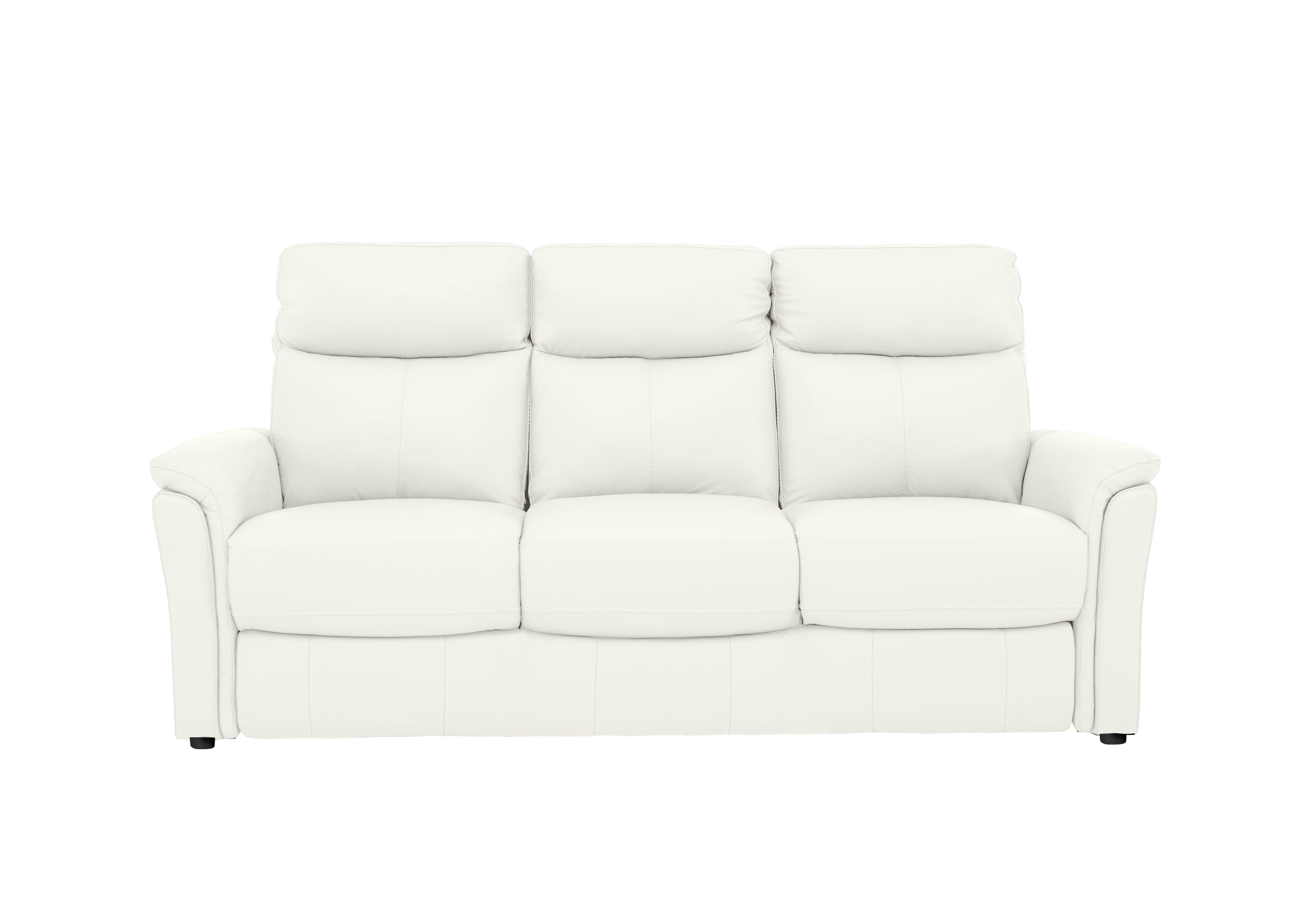 Compact Collection Piccolo 3 Seater Leather Static Sofa in Bv-744d Star White on Furniture Village