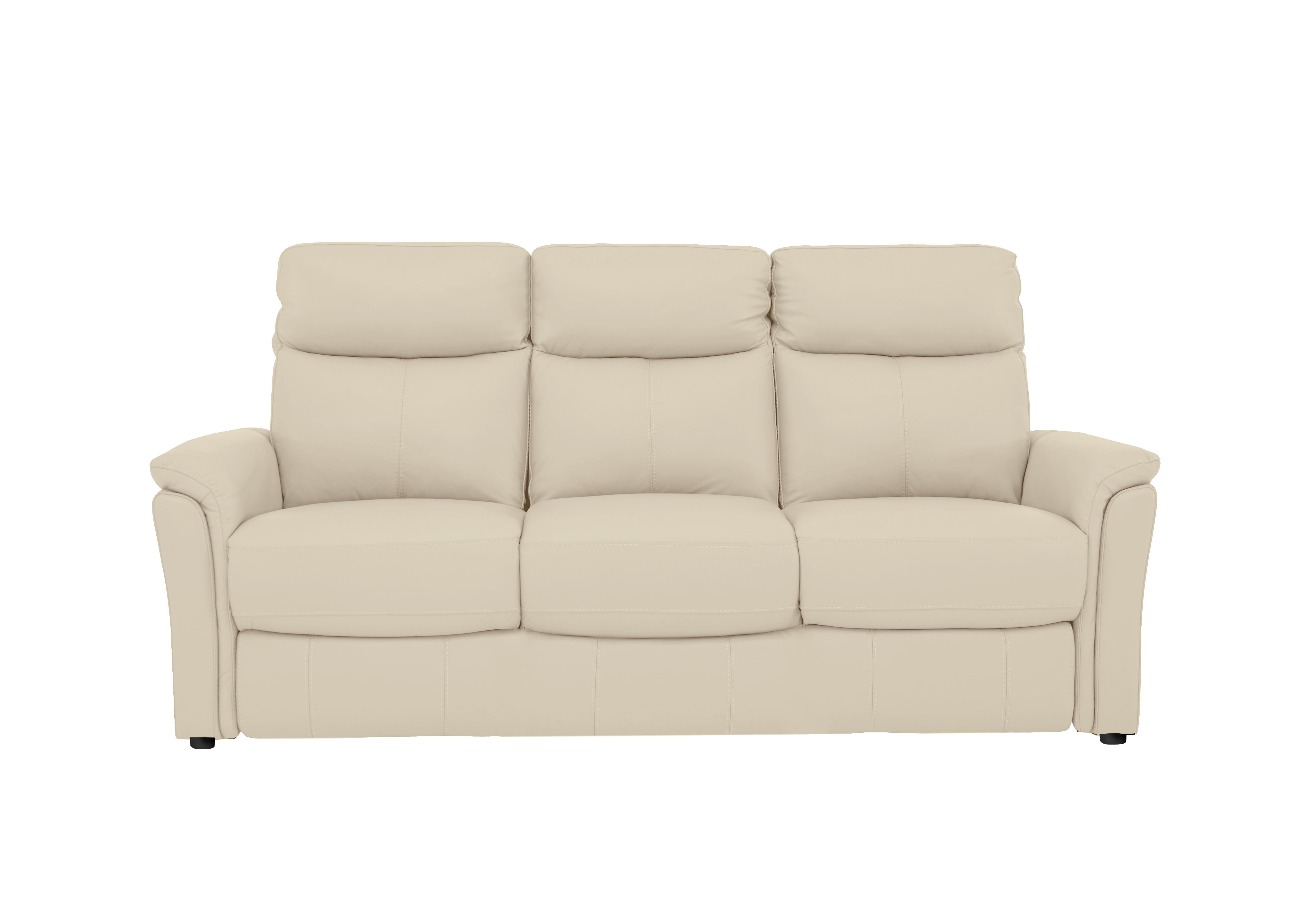 Compact Collection Piccolo 3 Seater Leather Static Sofa in Bv-862c Bisque on Furniture Village