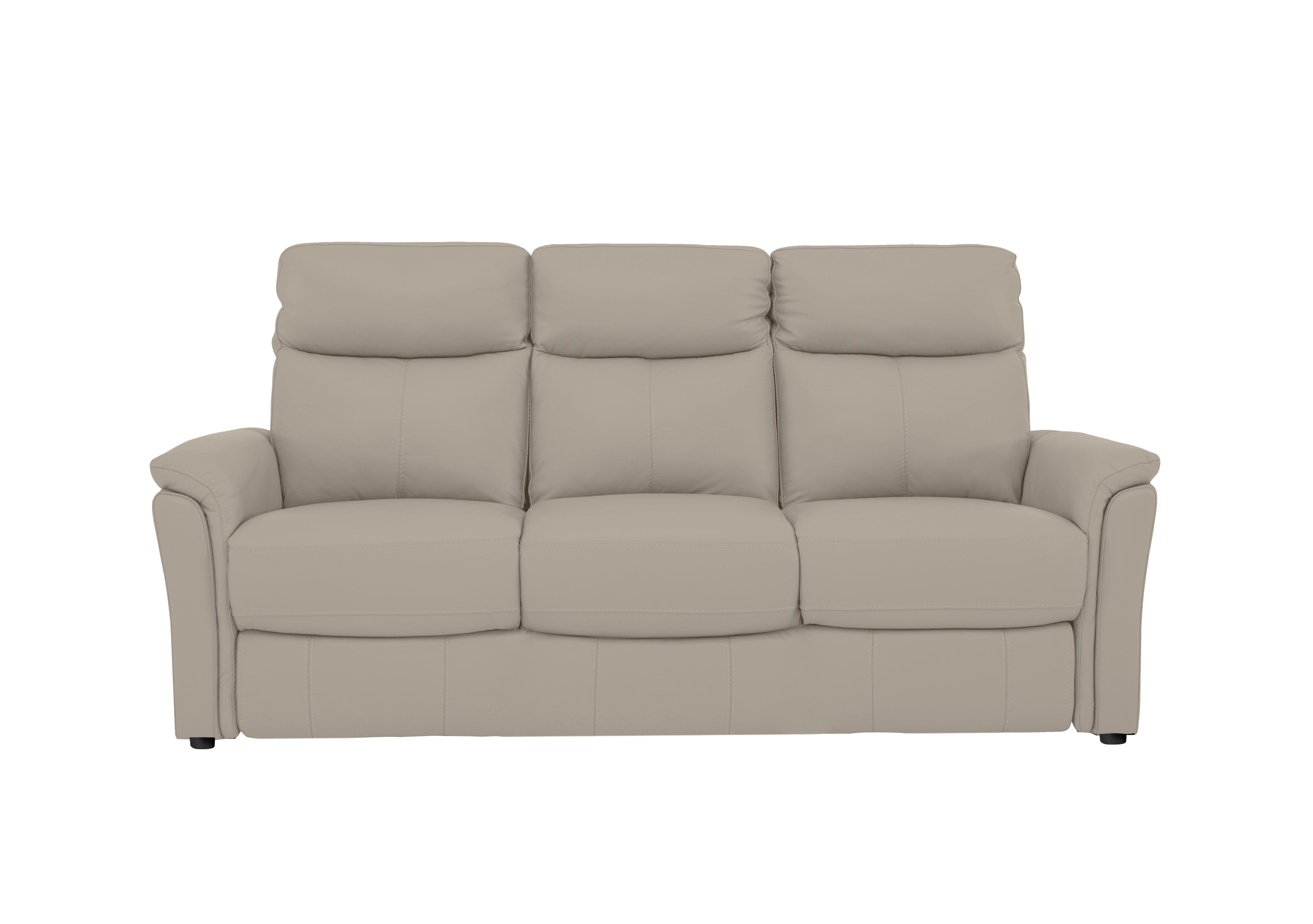 Compact Collection Piccolo 3 Seater Leather Static Sofa in Bv-946b Silver Grey on Furniture Village