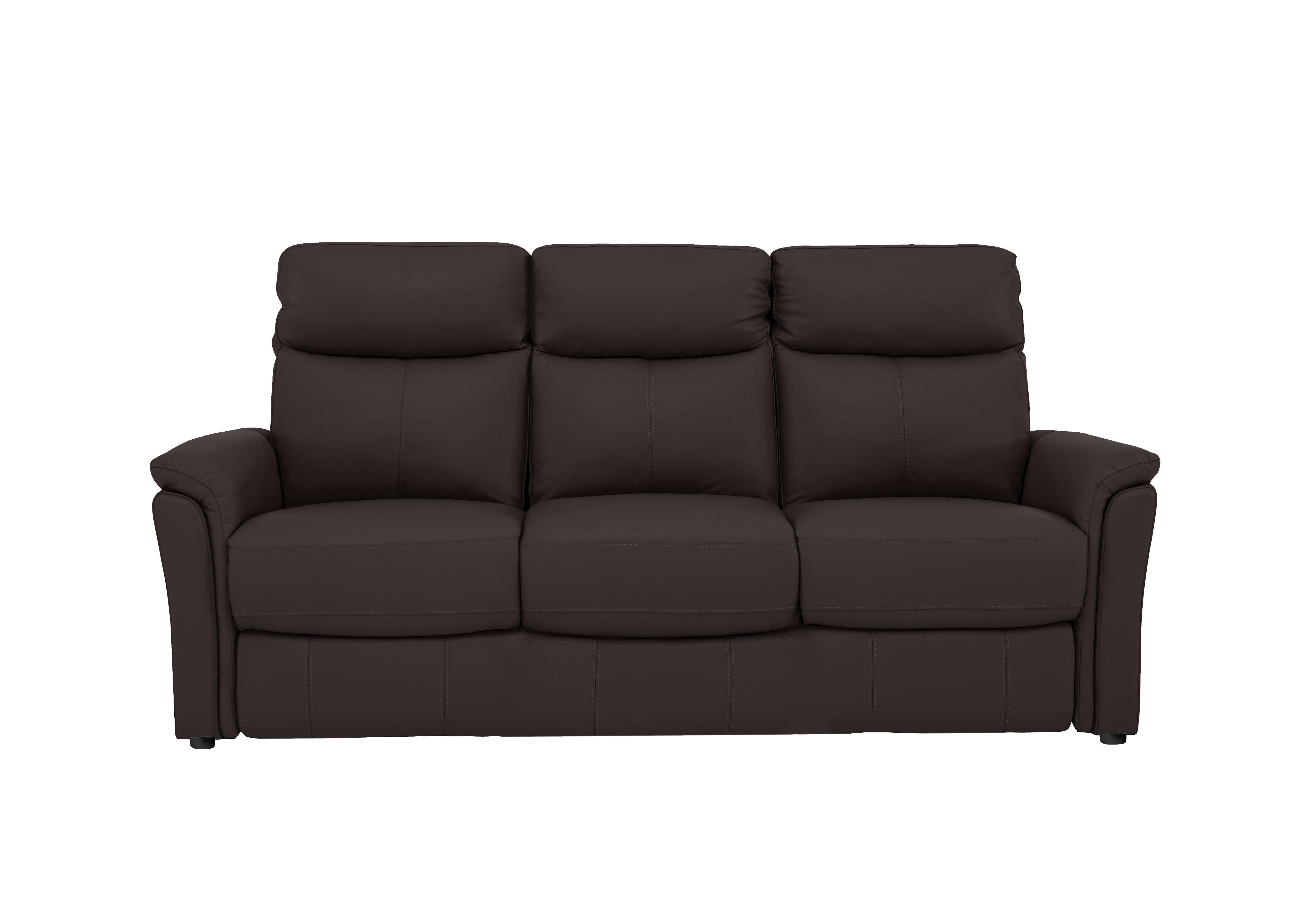 Compact Collection Piccolo 3 Seater Leather Static Sofa in Nc-037c Walnut on Furniture Village