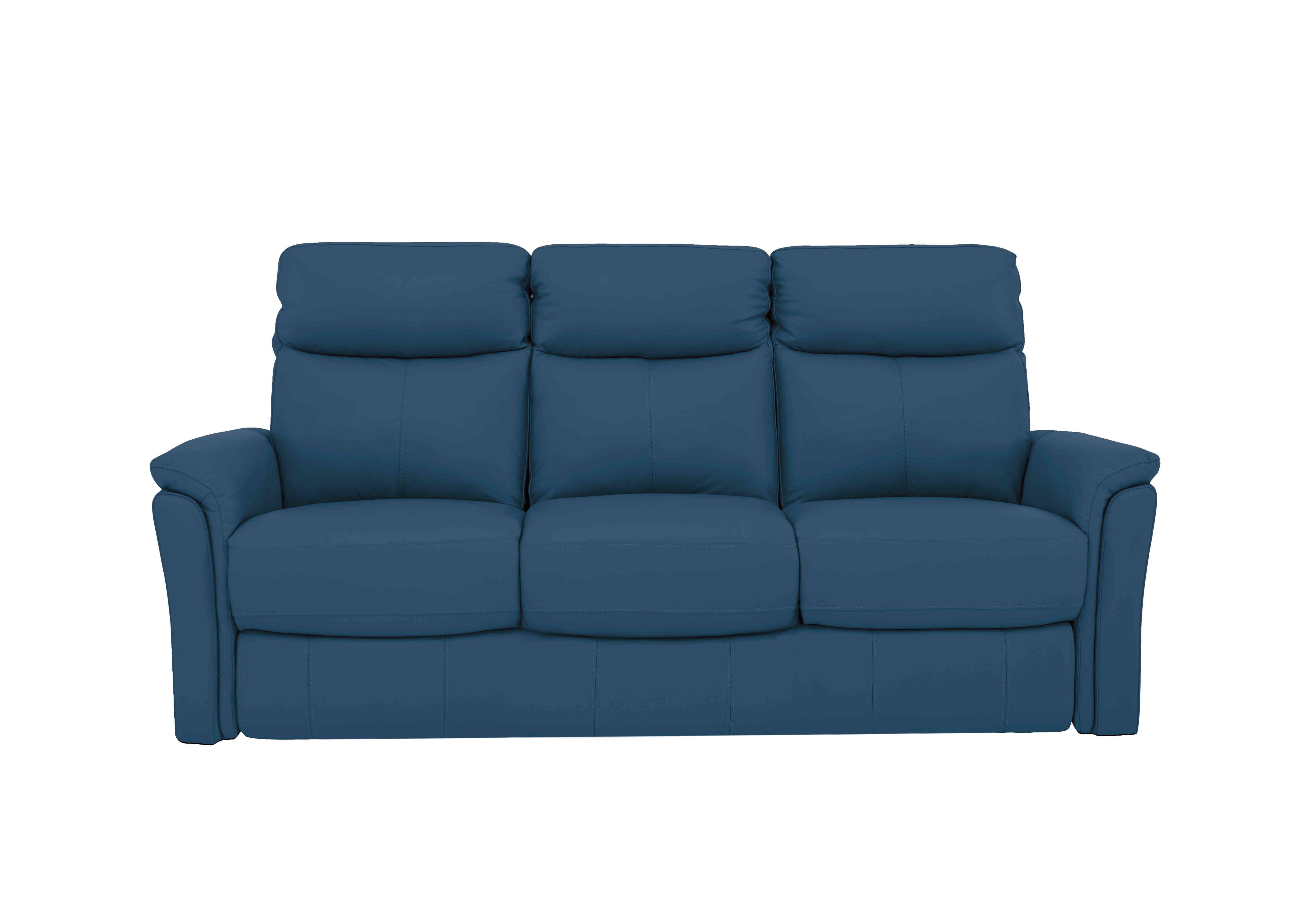 Compact Collection Piccolo 3 Seater Leather Static Sofa in Nc-284e Carribean Sea on Furniture Village