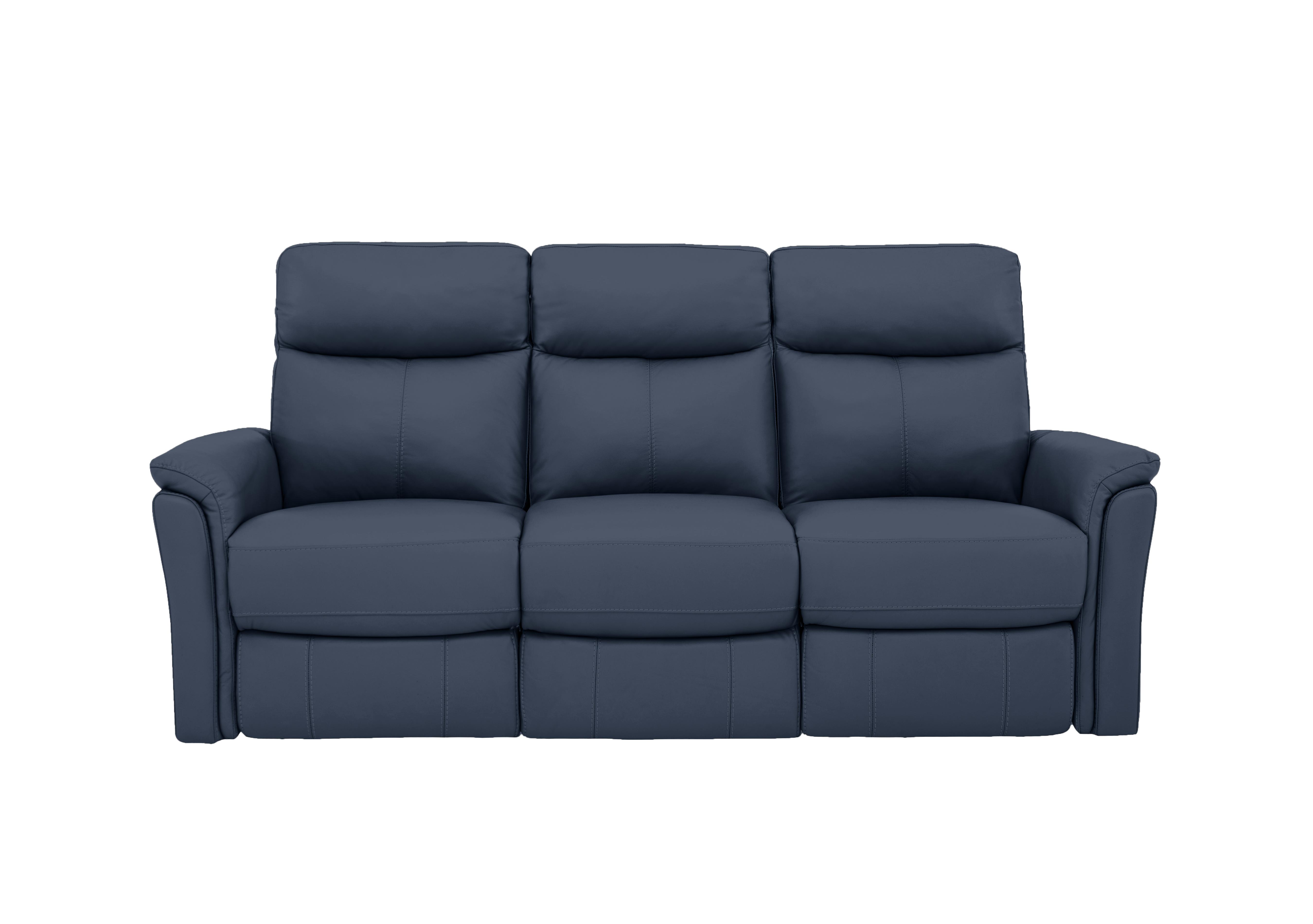 Compact Collection Piccolo 3 Seater Leather Static Sofa in Nc-313e Ocean Blue on Furniture Village