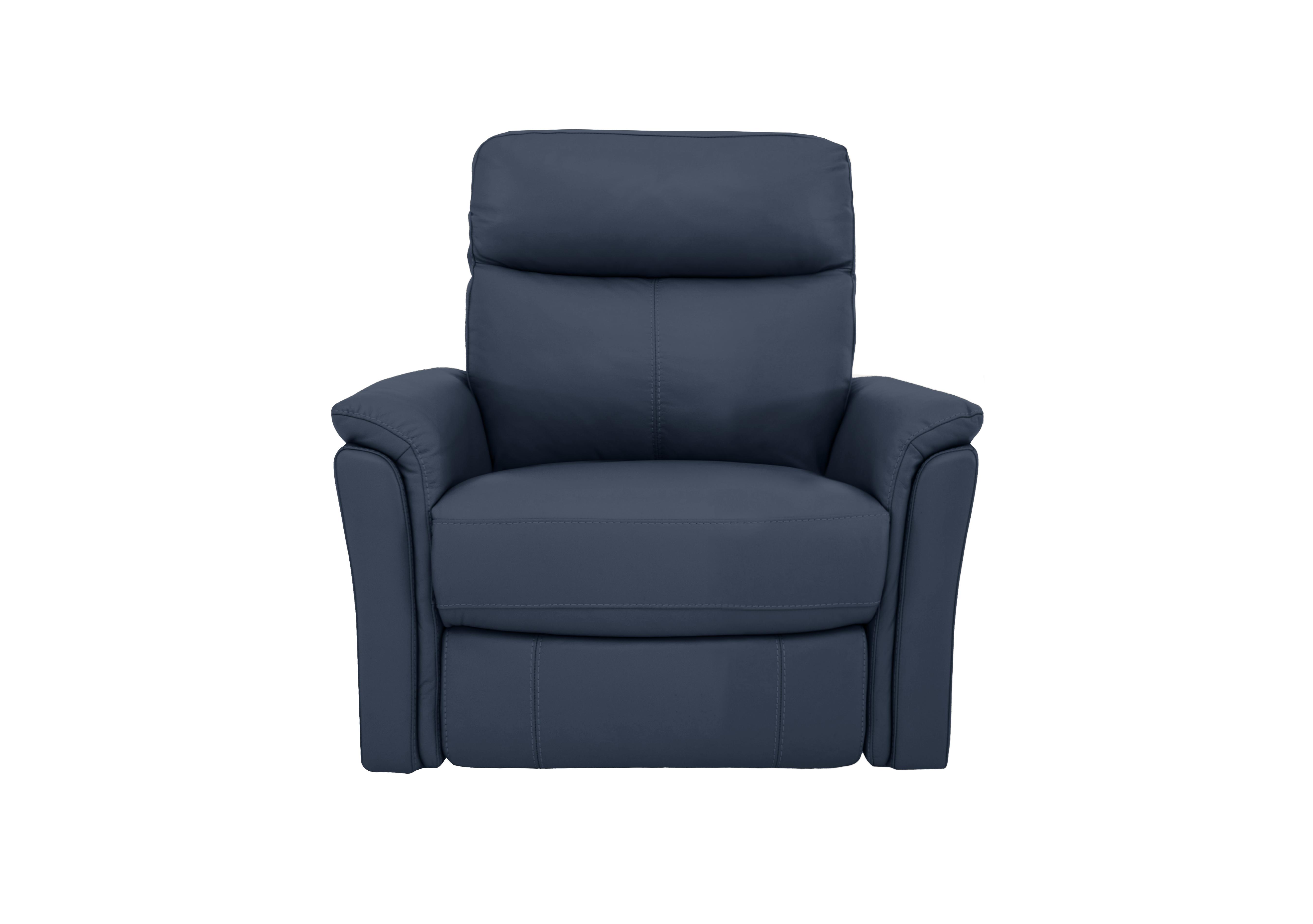 Compact Collection Piccolo Leather Static Armchair in Bv-313e Ocean Blue on Furniture Village