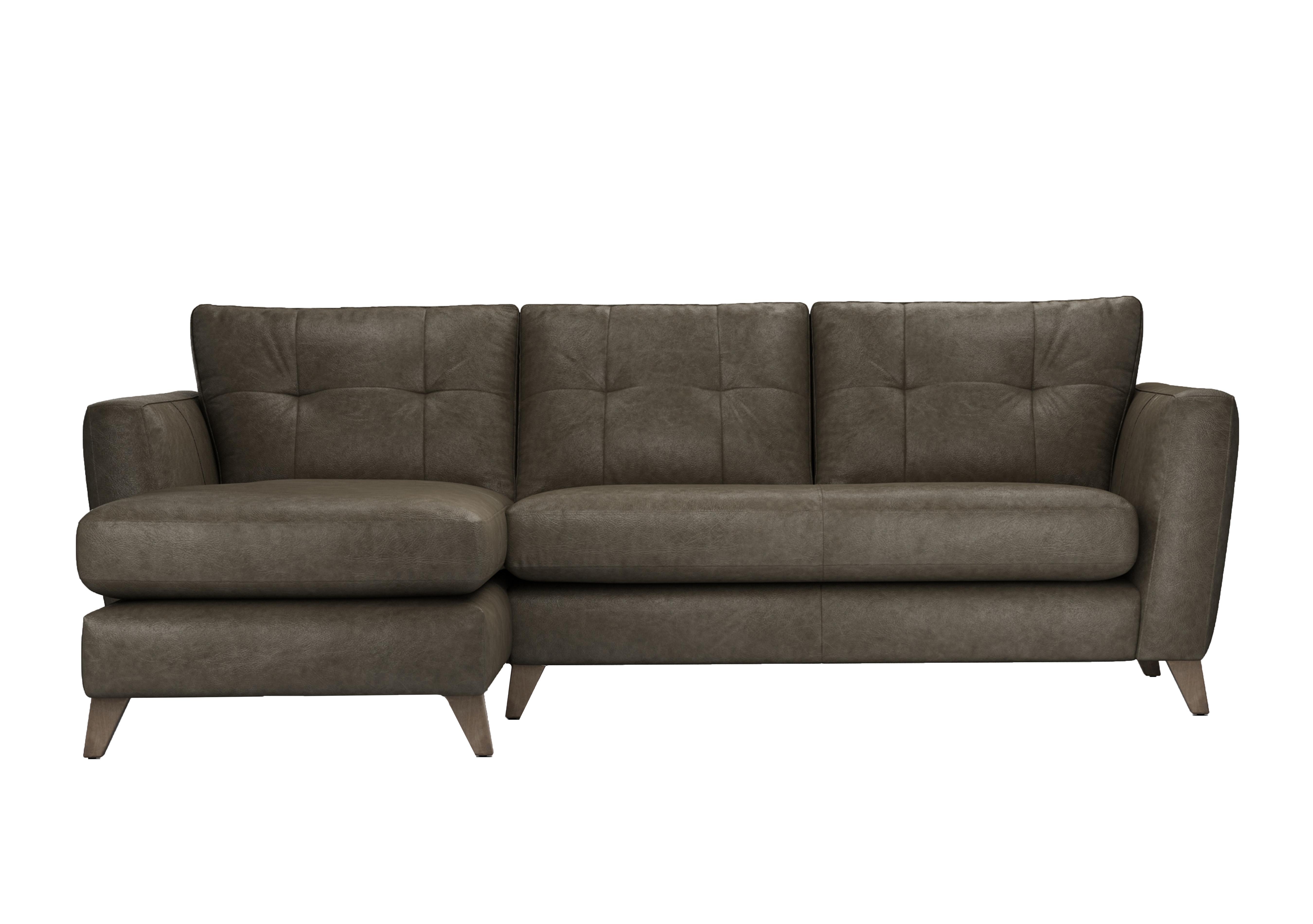 Hermione Leather Corner Sofa with Chaise End in Gra189 Granite Wo Ft on Furniture Village