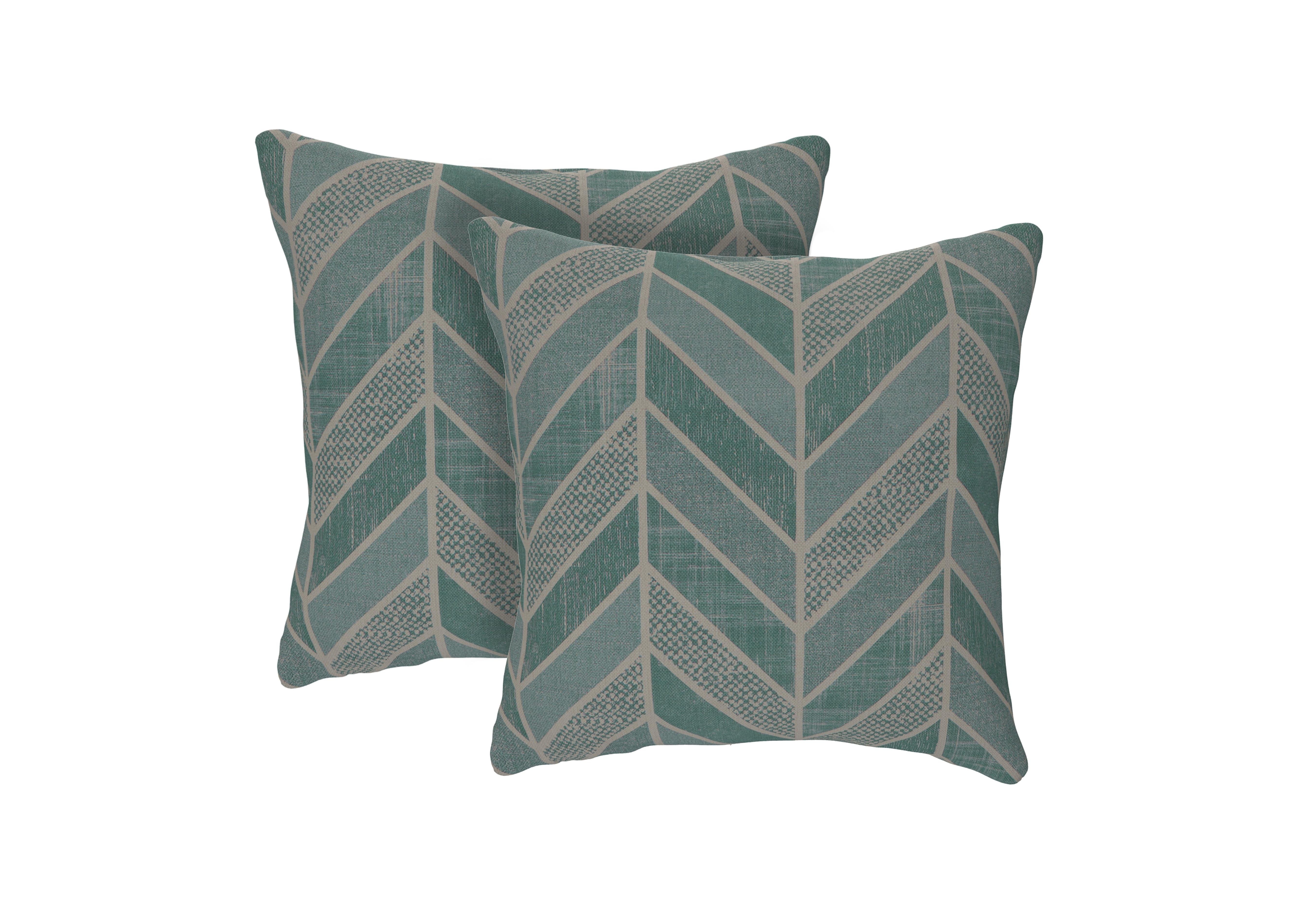 Hermione Pair of Small Fabric Cushions in Craaqu Crafty Chevron Aqua on Furniture Village