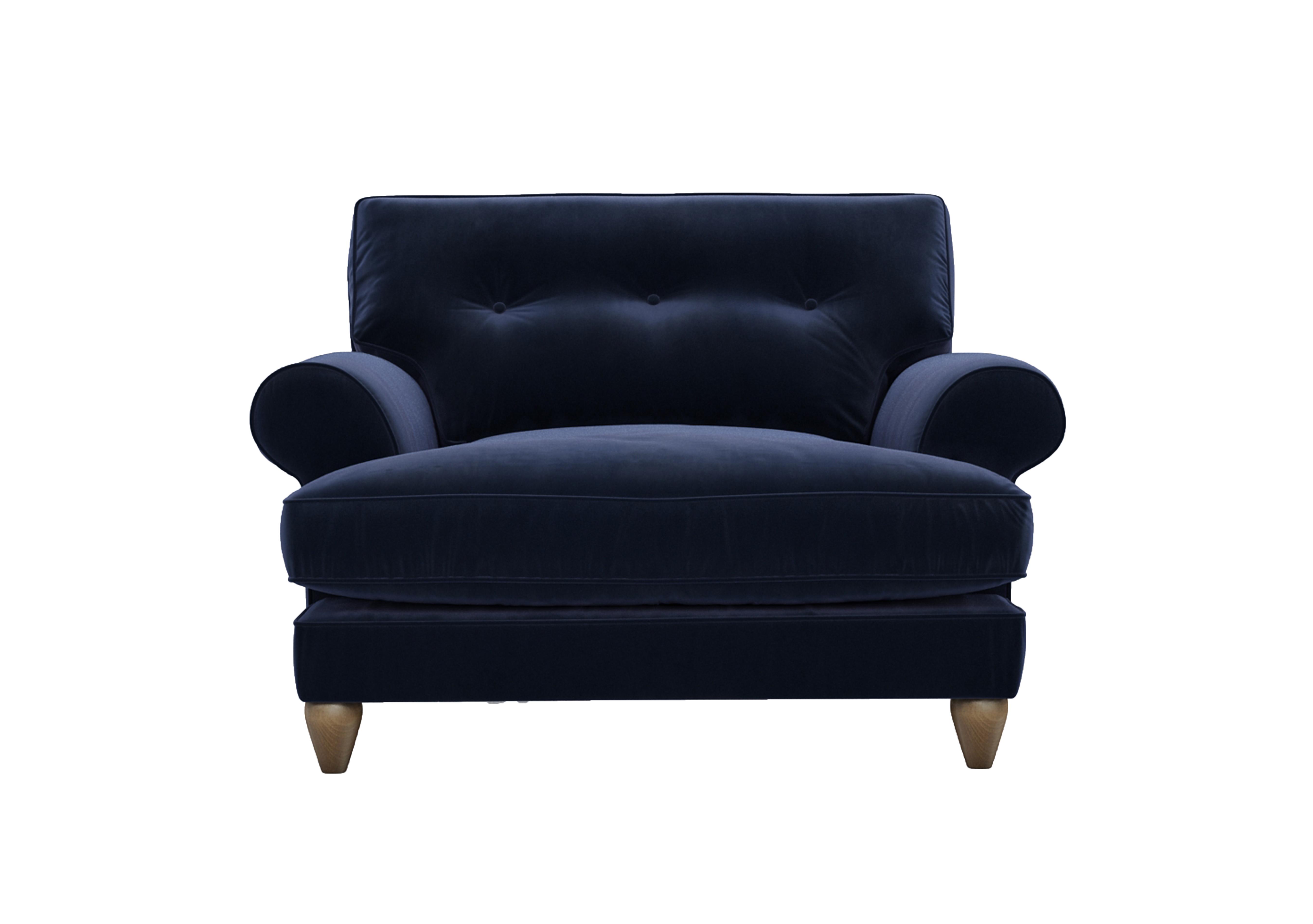 Bronwyn Fabric Classic Back Snuggler in Mid009 Midnight Indigo on Furniture Village